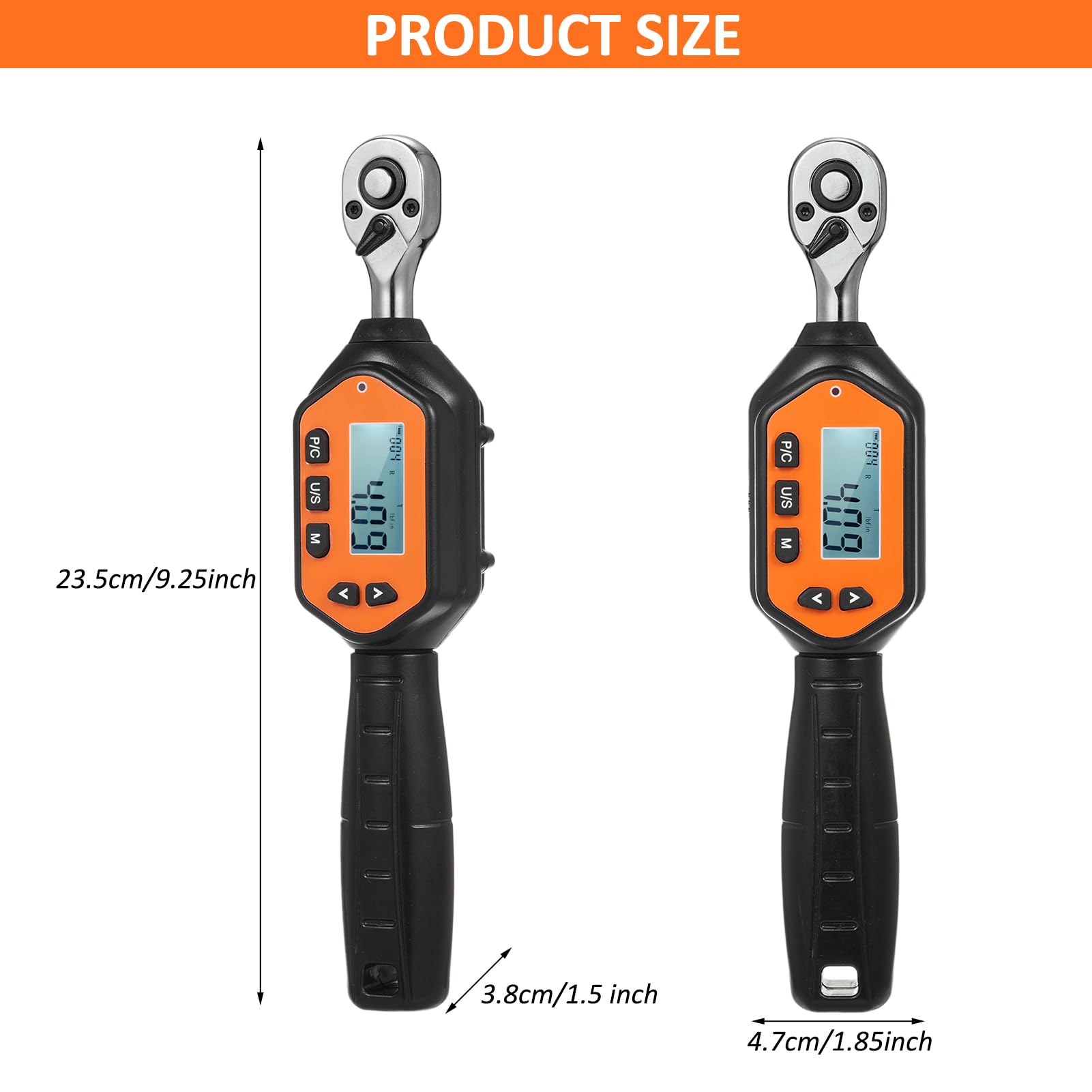 EWM-R-30 Llave dinamométrica digital de 1/4 pulgadas, llave dinamométrica digital portátil de mano, pantalla grande con luz de fondo, sonido LED, alarma LED en tiempo real, modo preestablecido, 3