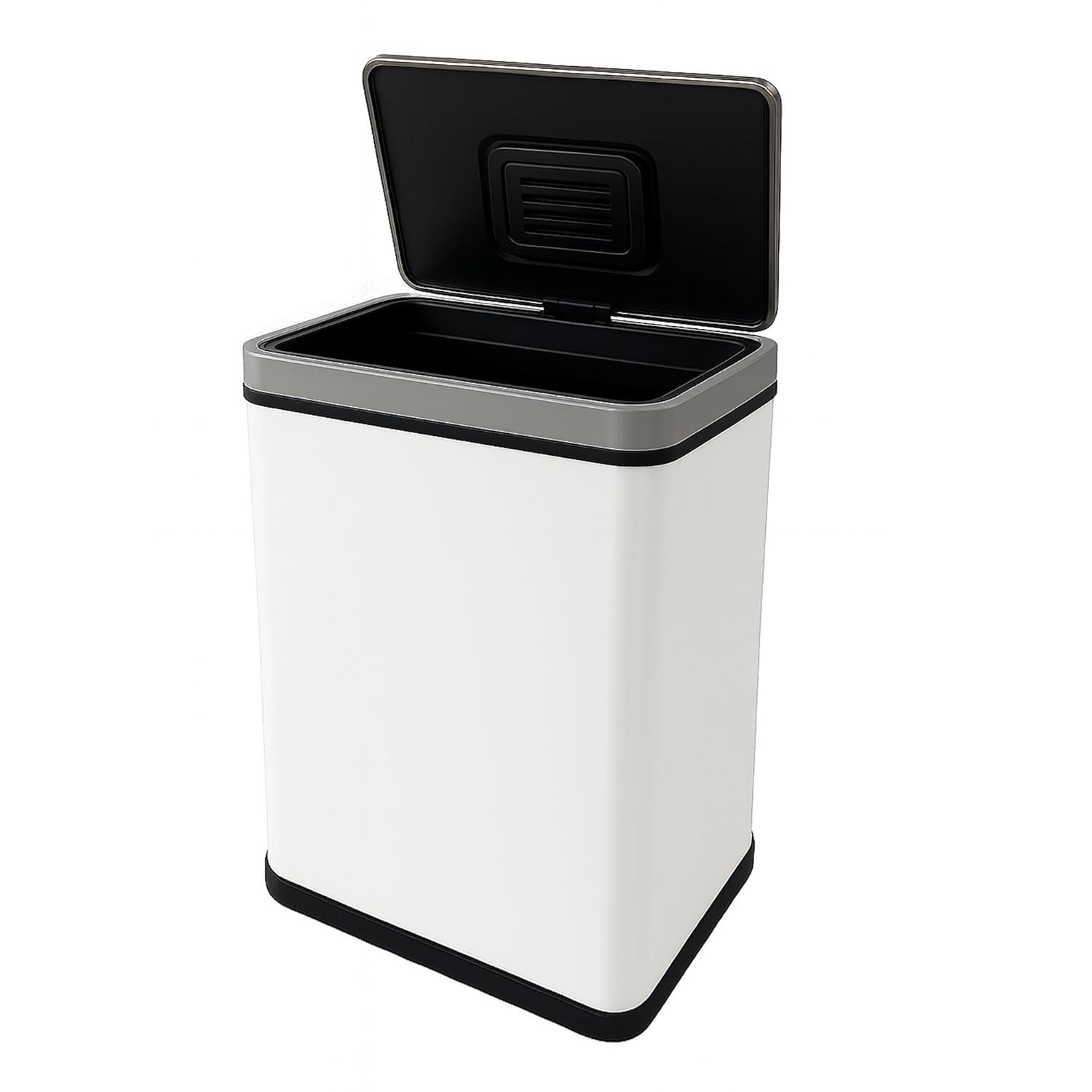 Well Home 70L White Stainless Steel Trash Can with Automatic Sensor and Anti-Odor Filter H.78 cm