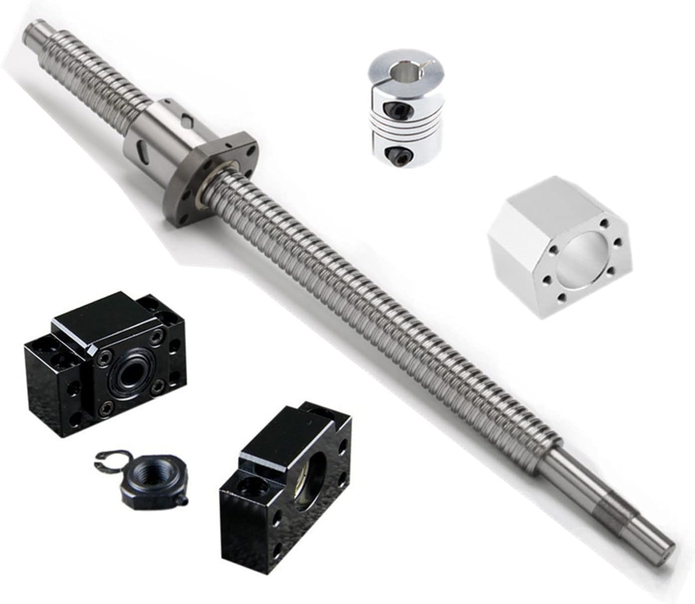 GUWANJI 700mm Ball Screw SFU1605 700mm Ballscrew RM1605 700mm with a Ballnut + 1 Set BK12 and BF12 Support, and Coupler for CNC Machine(Diameter 16mm, 5mm Pitch)