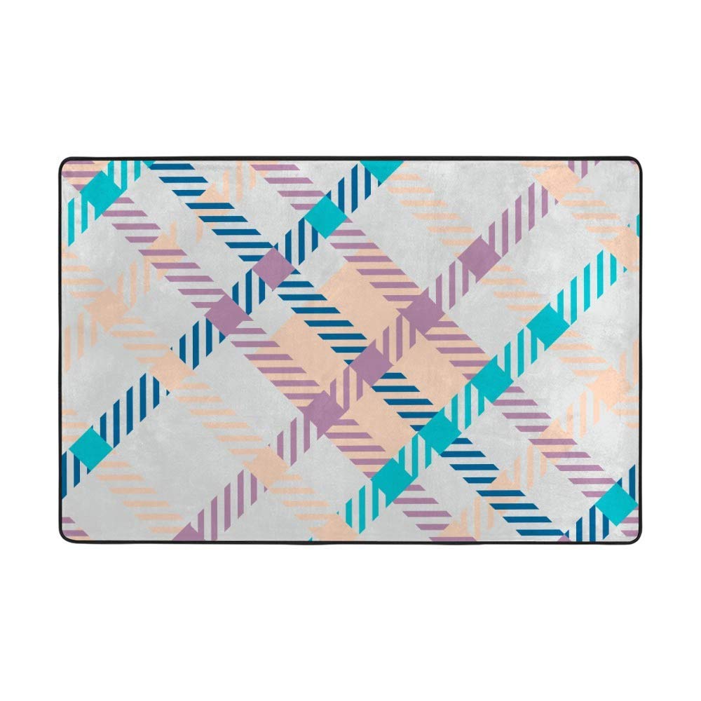 Tapis de sol antidérapant facile à nettoyer grand tapis lavable à rayures violettes