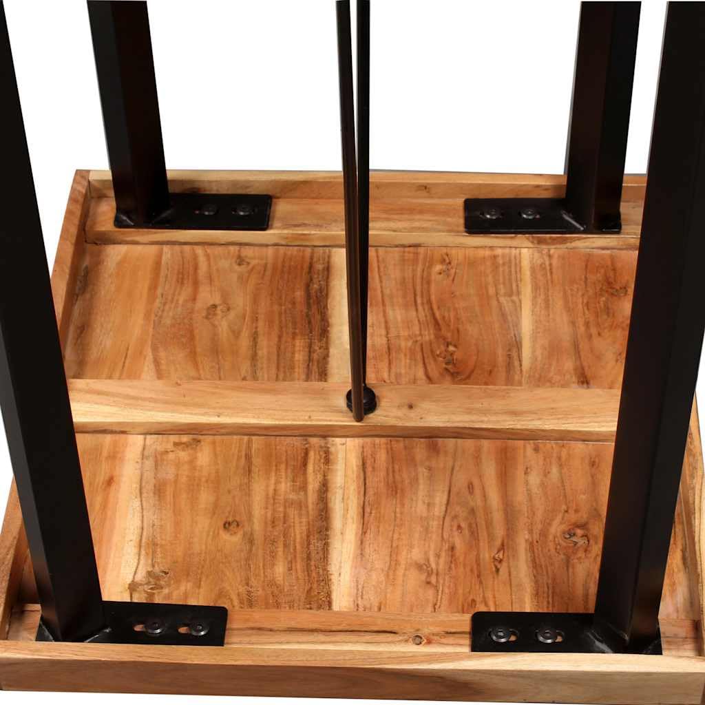 Ensemble de mobilier de Bar en Bois d'acacia Massif avec tabourets en Cuir véritable et Toile pour Maison, Bar ou Restaurant, Style Industriel, Livraison Facile