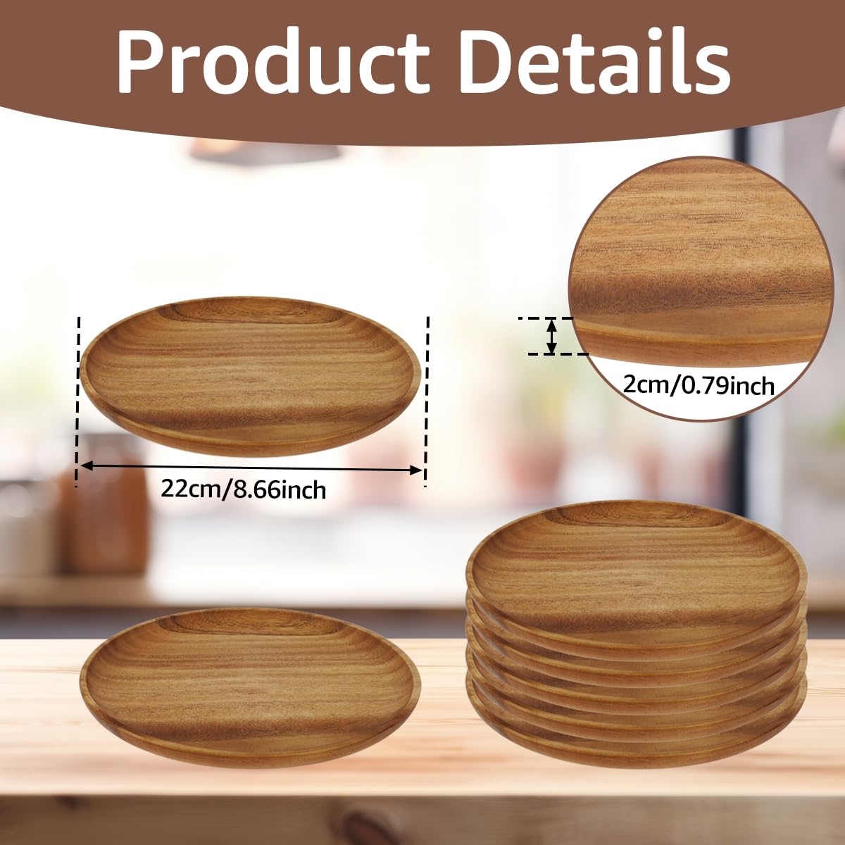 Amazon｜Pevcwa 木製 丸トレー 食器 プレート直径20/24cm 丸盆 ウッド