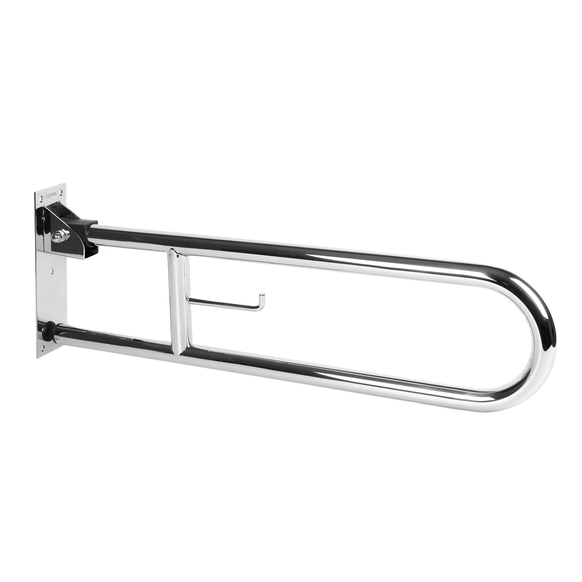 Cofan Barra de Apoyo Abatible Vertical con Accesorio para Papel Higiénico | Medida: 74 cm de largo y 3,2 cm de diámetro