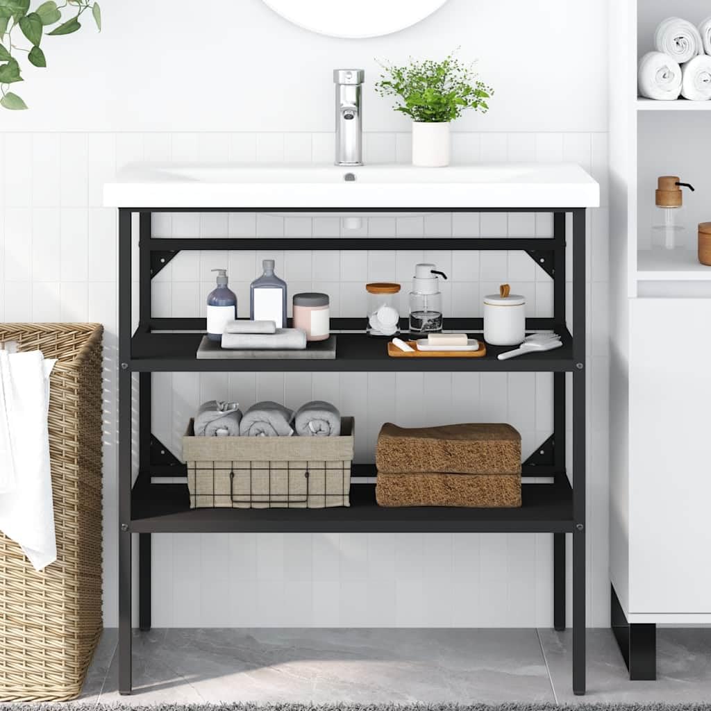 vidaXL Struttura per Lavabo da Bagno Nera 79x38x83 cm in Ferro