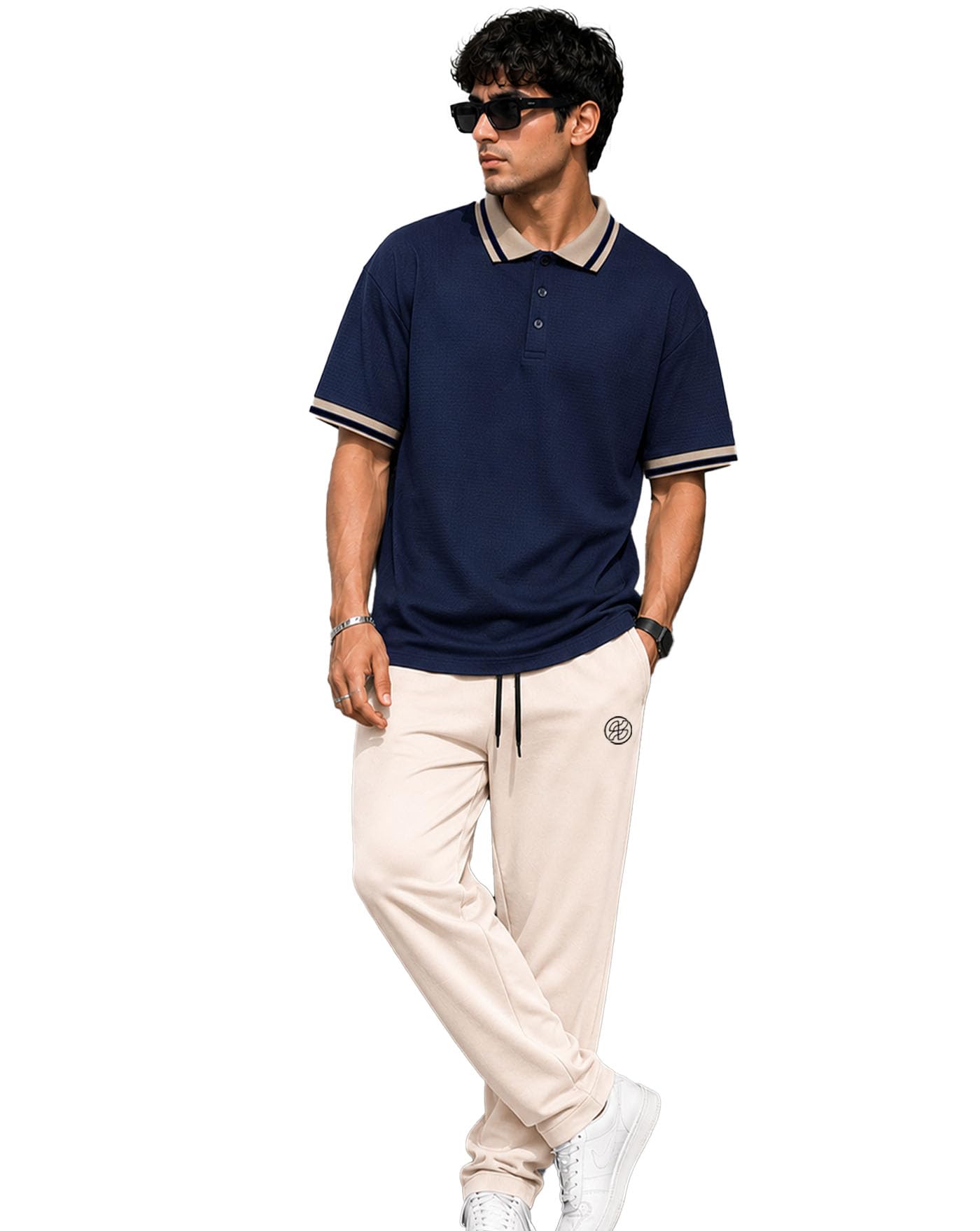 ausk Men's Polo T-Shirt & Track Pant Co-Ord Set | Cotton Blend Regular Fit Half Sleeve Polo Neck Tshirt with Elastic Waist Track Pant | Casual Lounge, Travel & Weekend Wear Outfit Set for Men-picture-17