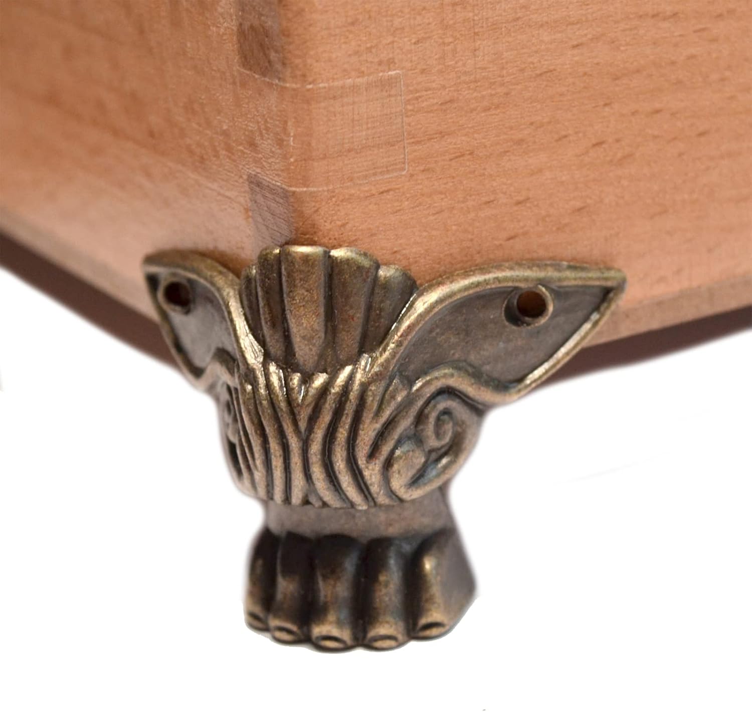 12 Pcs Vintage Bronze Wood Case Metal Legs Decorative