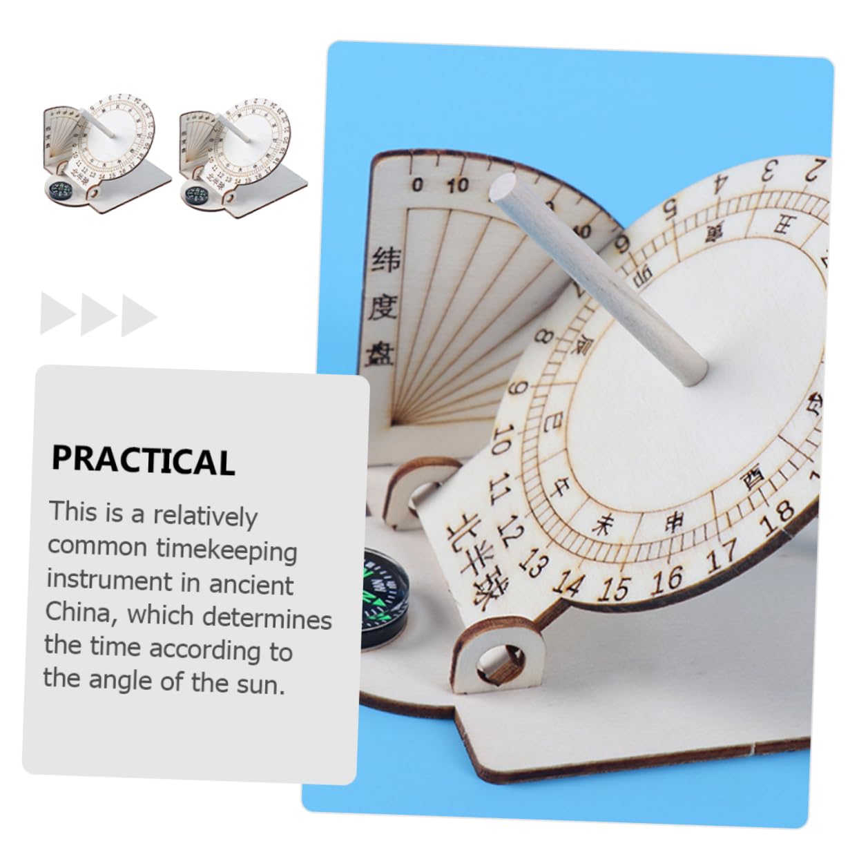 VICASKY 2Pcs Ancient Sundial Clock Models Equatorial Sundial Desktop Ornaments for Scientific Learning and DIY Projects Educational Students