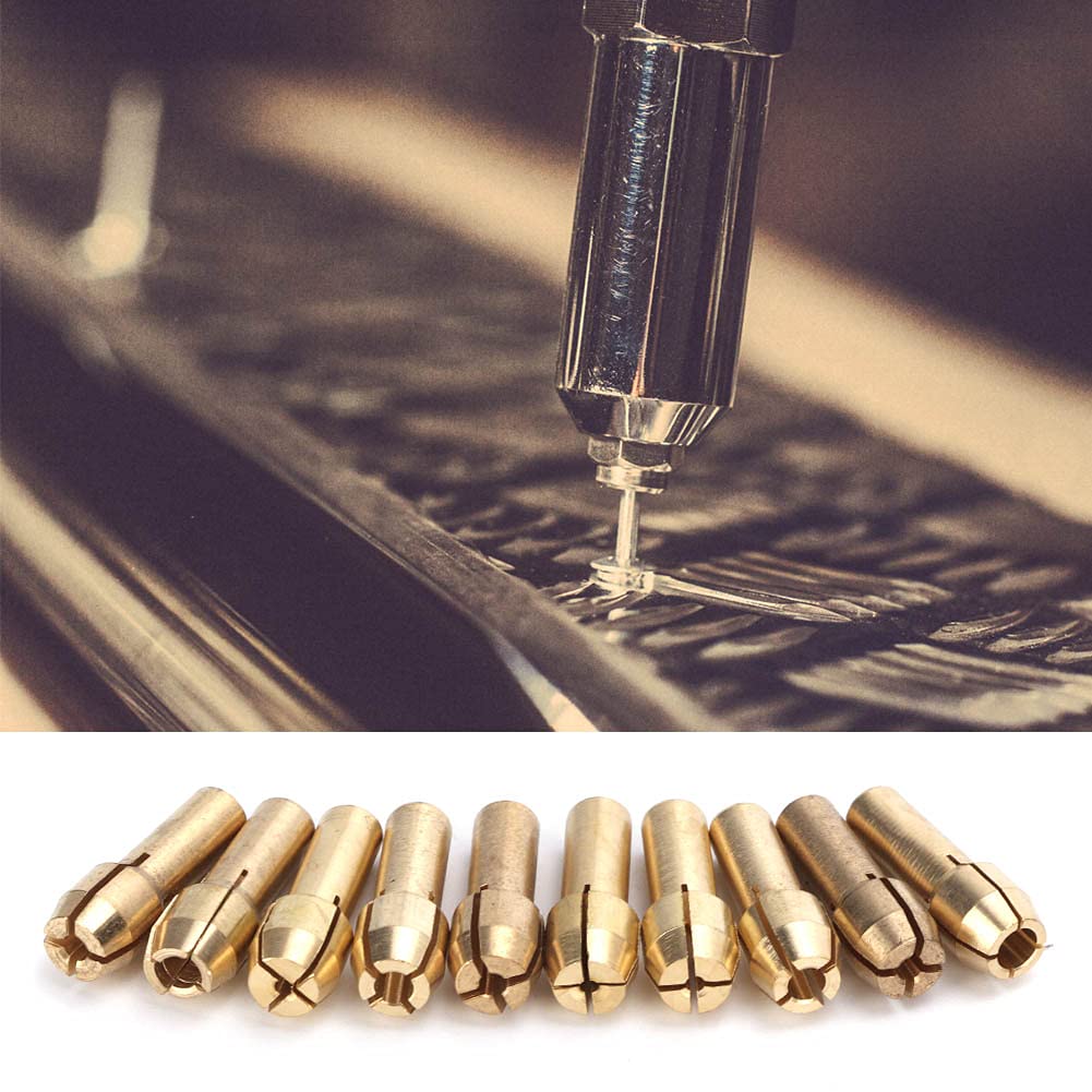 10pcs 0.5-3.2mm Tool Accessories, Collets Chucks Electric Grinder Tool Accessories Mini Brass Collets Chucks for Electric Grinder (Greensenpq1sd0ctrz-01)