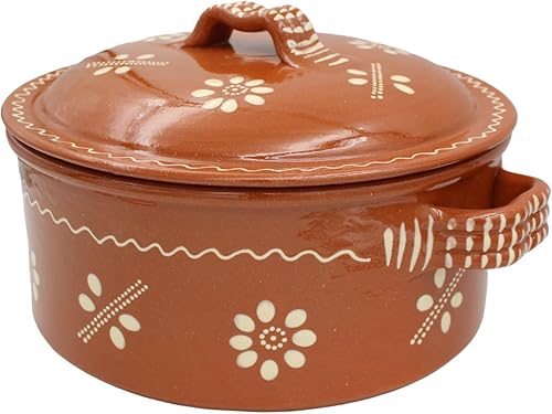 Miniatura 3 de Ceramica Edgar Picas Cazuela de terracota tradicional portuguesa vintage con tapa fabricada en Portugal Cazuela (N.4 10 38 de diámetro)