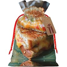 Cheese Sandwiches Printing Christmas Drawstring Gift Bags With Holiday Present Xmas Party Favors Fillers Sacks