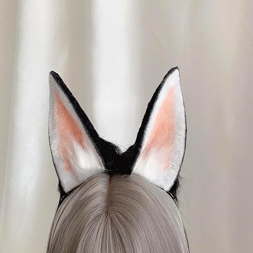 Miniatura 4 de VIGVAN Orejas de conejo hechas a mano, accesorios de orejas de animal lindo, diadema de orejas