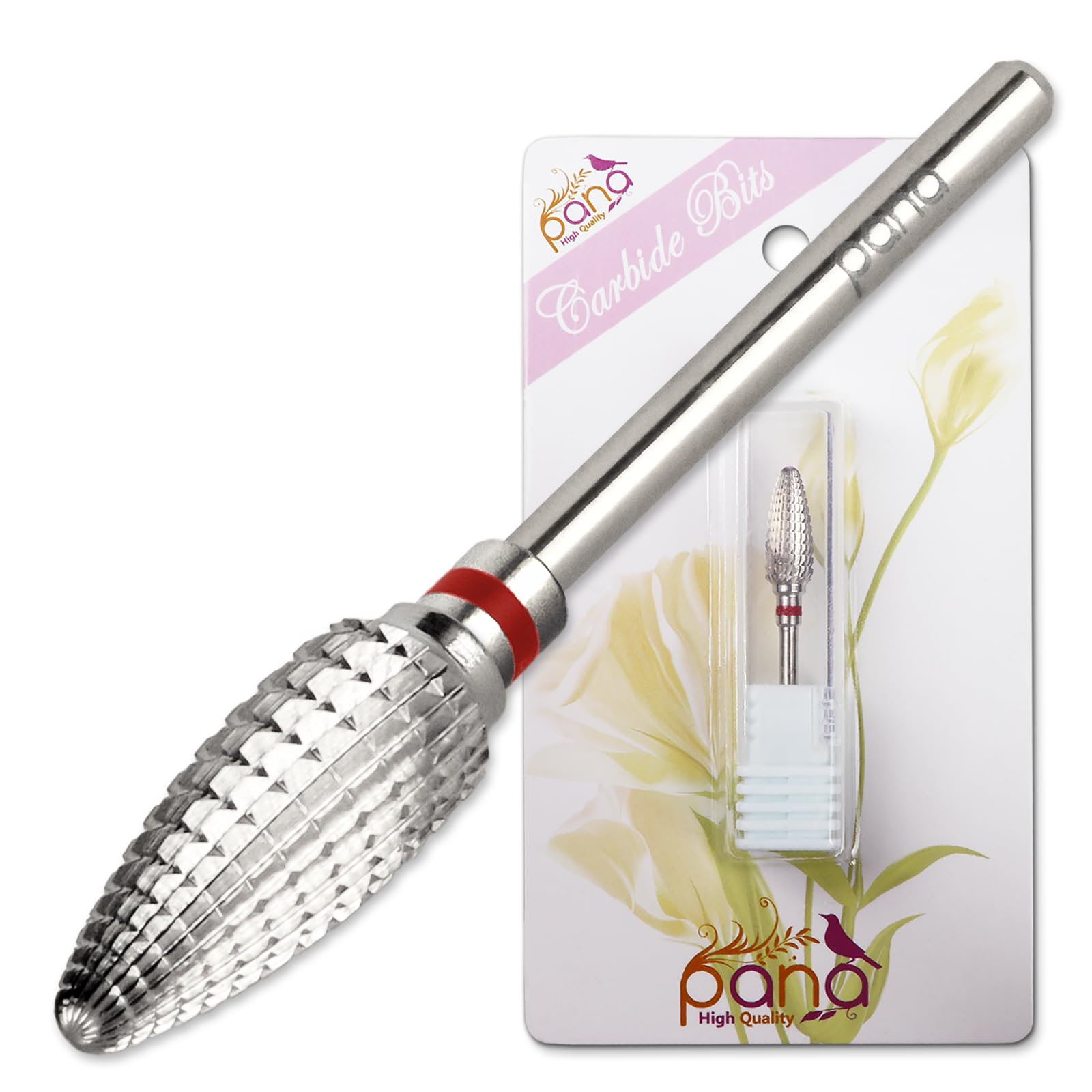 Pana 3/32" Safety Bit Nail Carbide Bit - For Electric Dremel Drill Machine (Fine, Large Cone - Silver)