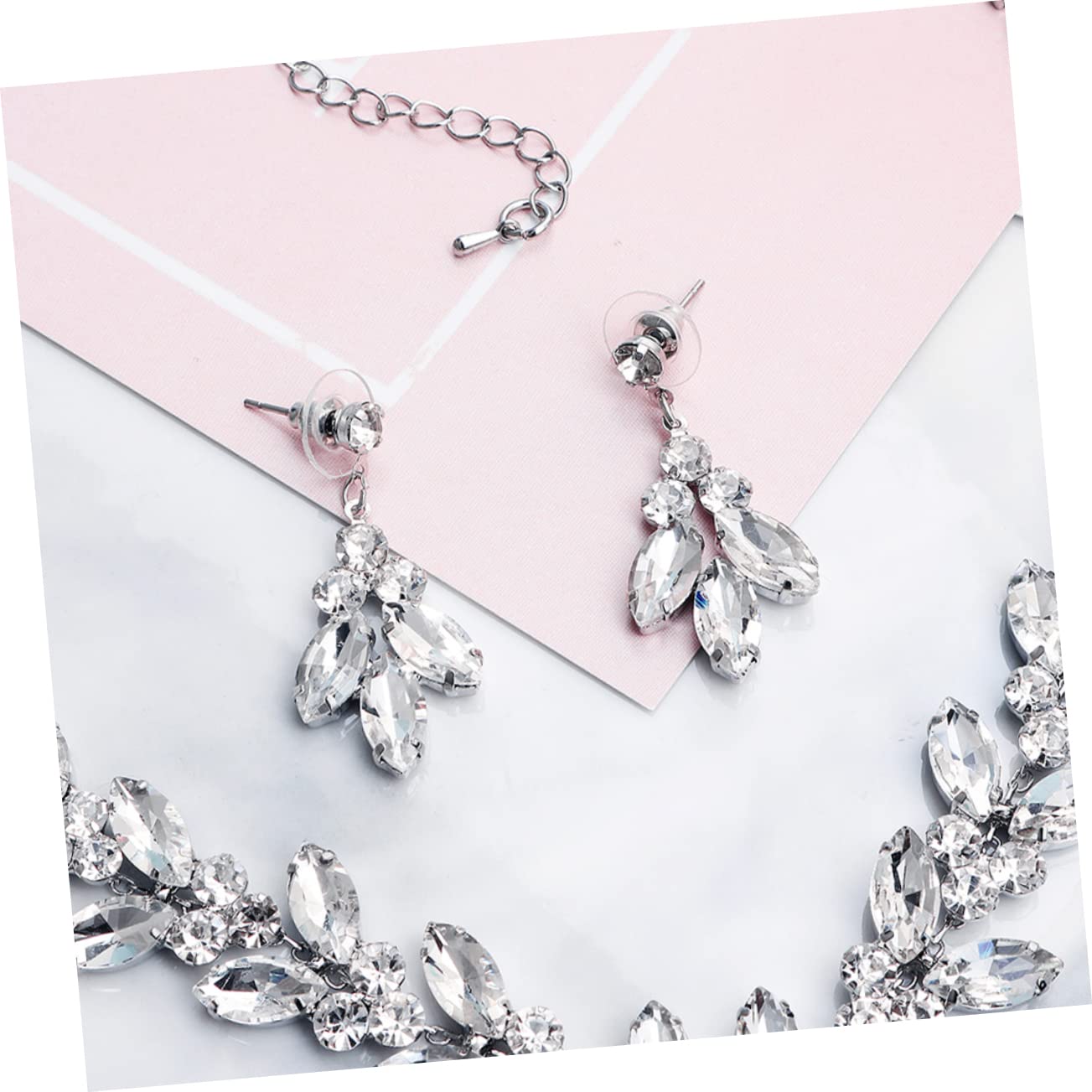 ifundom 3juegos Joyería De Boda Para Novia Conjunto De Collar De Rhinestone y Pendientes Elegantes Para Vestido De Boda Accesorios De Fiesta Para Mujer Collar Pendientes