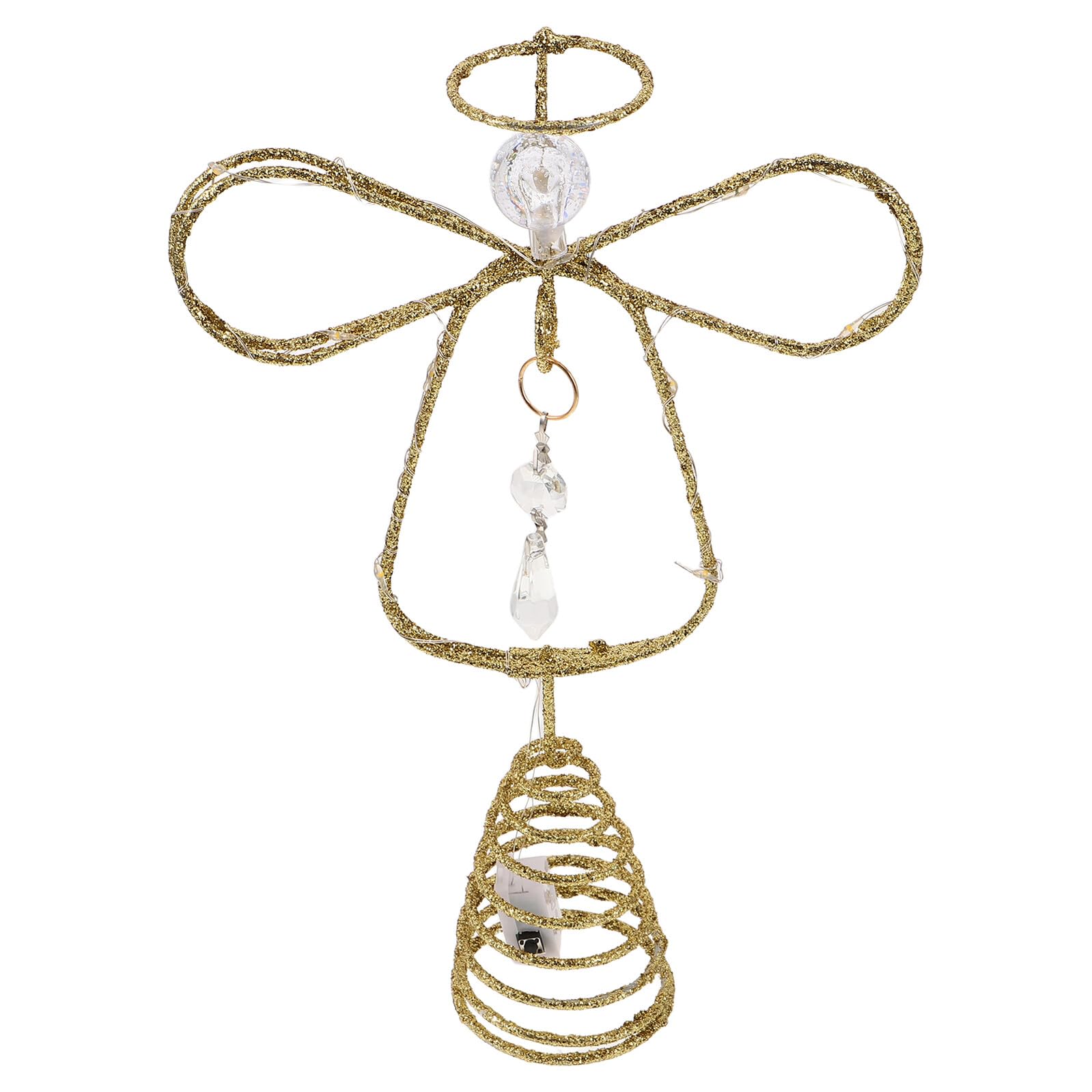 Ángel para árbol de Navidad grande con base de espiral y adornos elegantes