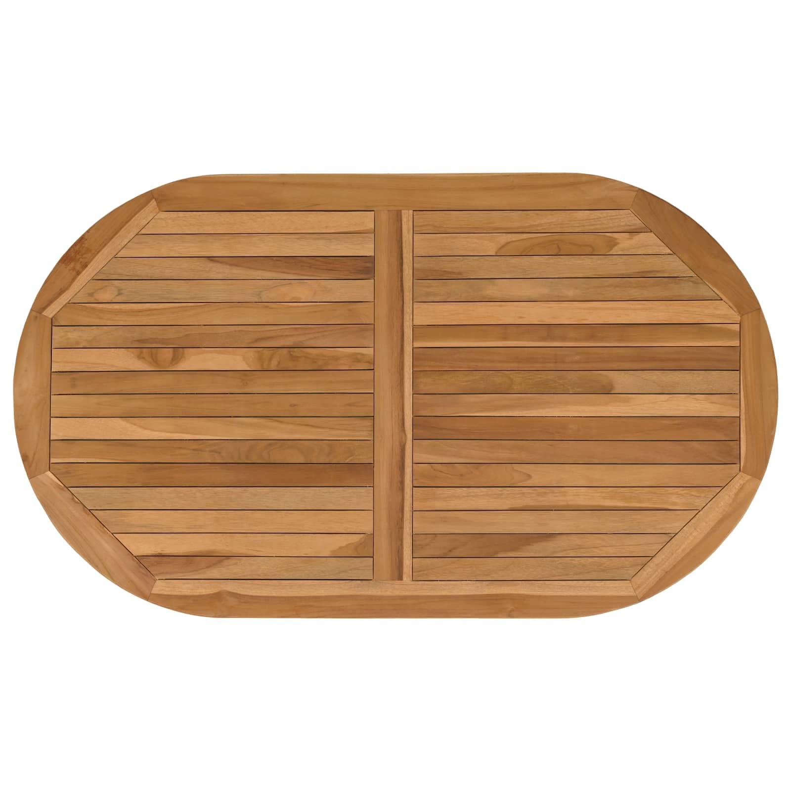 vidaXL Plateau de Table Ovale Bois de Teck Massif Naturel, Plateaux de Table de Cuisine Moderne, en Teck, Marron Solide, Parfaits pour Repas, Bureaux, mobilier décontracté