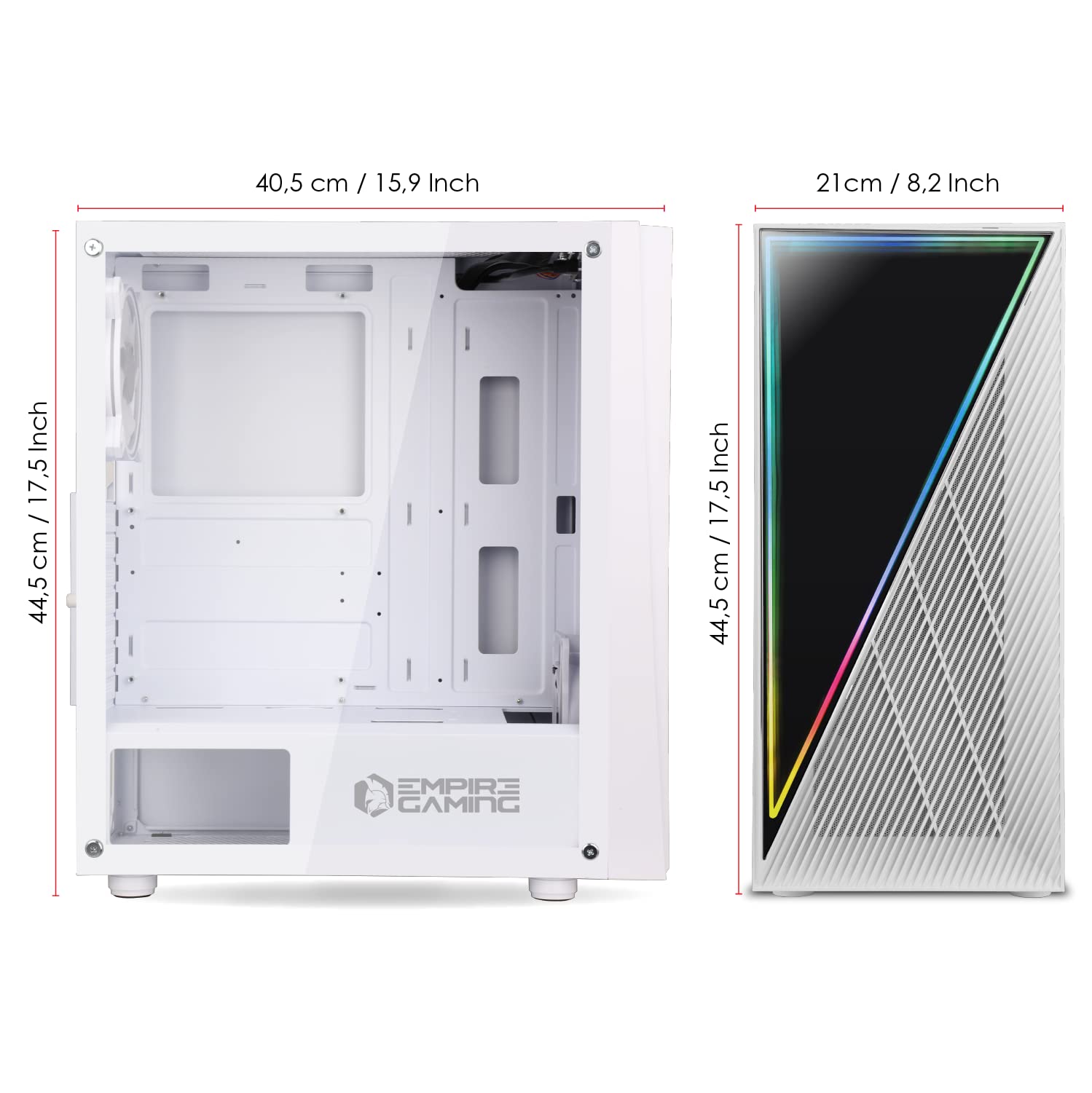 Empire Gaming Obudowa PC Gamer Crystal – ARGB średniej wielkości Tower ATX, Micro ATX i ITX – efekt lustra 3D – wentylator RGB z możliwością adresowania 1 x 120 mm 3-pinowy/5 V LED i 1 x 120 mm