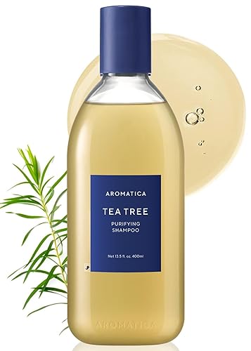 AROMATICA Champú purificador de árbol de té 13.53 fl oz.13.5 fl oz, champú de árbol de té para cabello graso y cuero cabelludo, sin sulfato, vegano