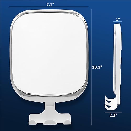Miniatura 5 de Espejo de ducha con potente ventosa, espejo de afeitado antivaho con soporte para maquinilla de afeitar, extraíble y sin perforación, espejo sin