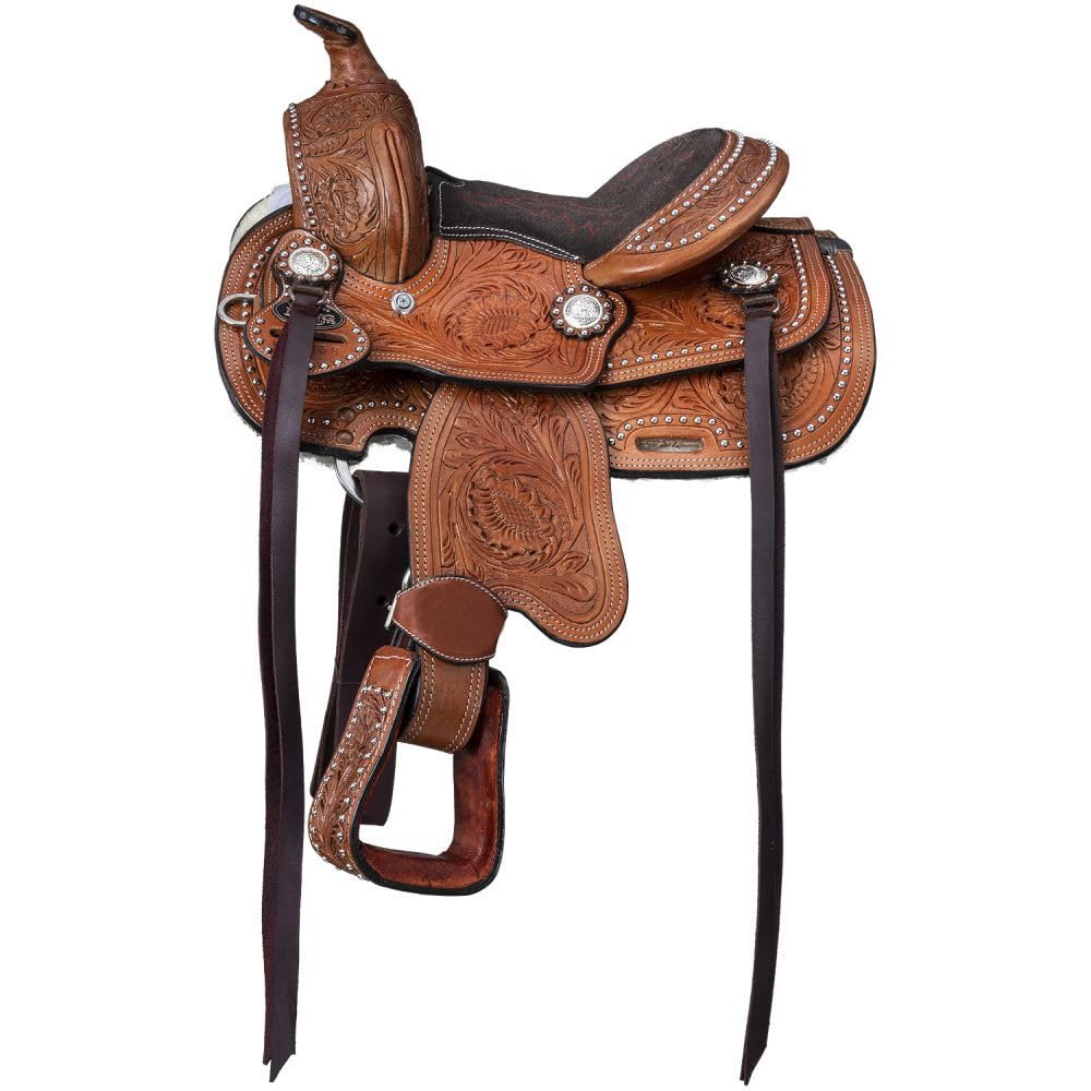 8" Youth - Sella per cavallo Western Pleasure Trail per bambini con sedile in pelle scamosciata ST-10C