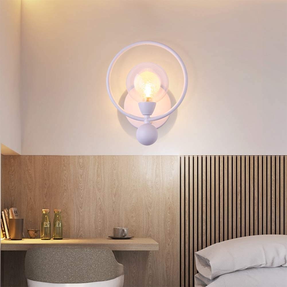 Creativo Anello Bianco Decorazione in Metallo Lampada da Parete semplicità Moderna Ristoranti Lampada da Parete per Interni Comodino Soggiorno Cucina Sala Studio Corridoio Sconce G9