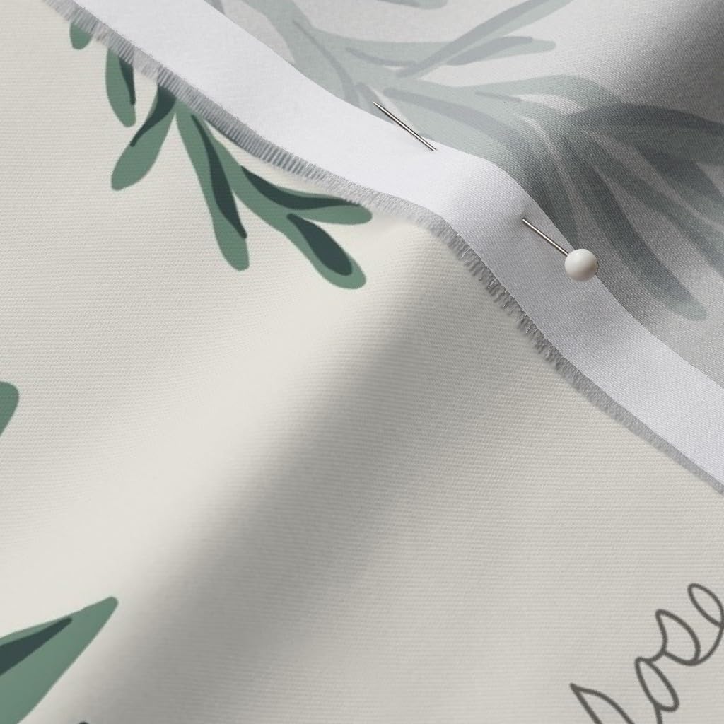 Spoonflower Fabric - Healing Herbs Garden Aromatherapy Cooking Baking Cream Green Printed on Organic Cotton Sateen Fabric by The Yard - Sewing Quilting Apparel Home Decor