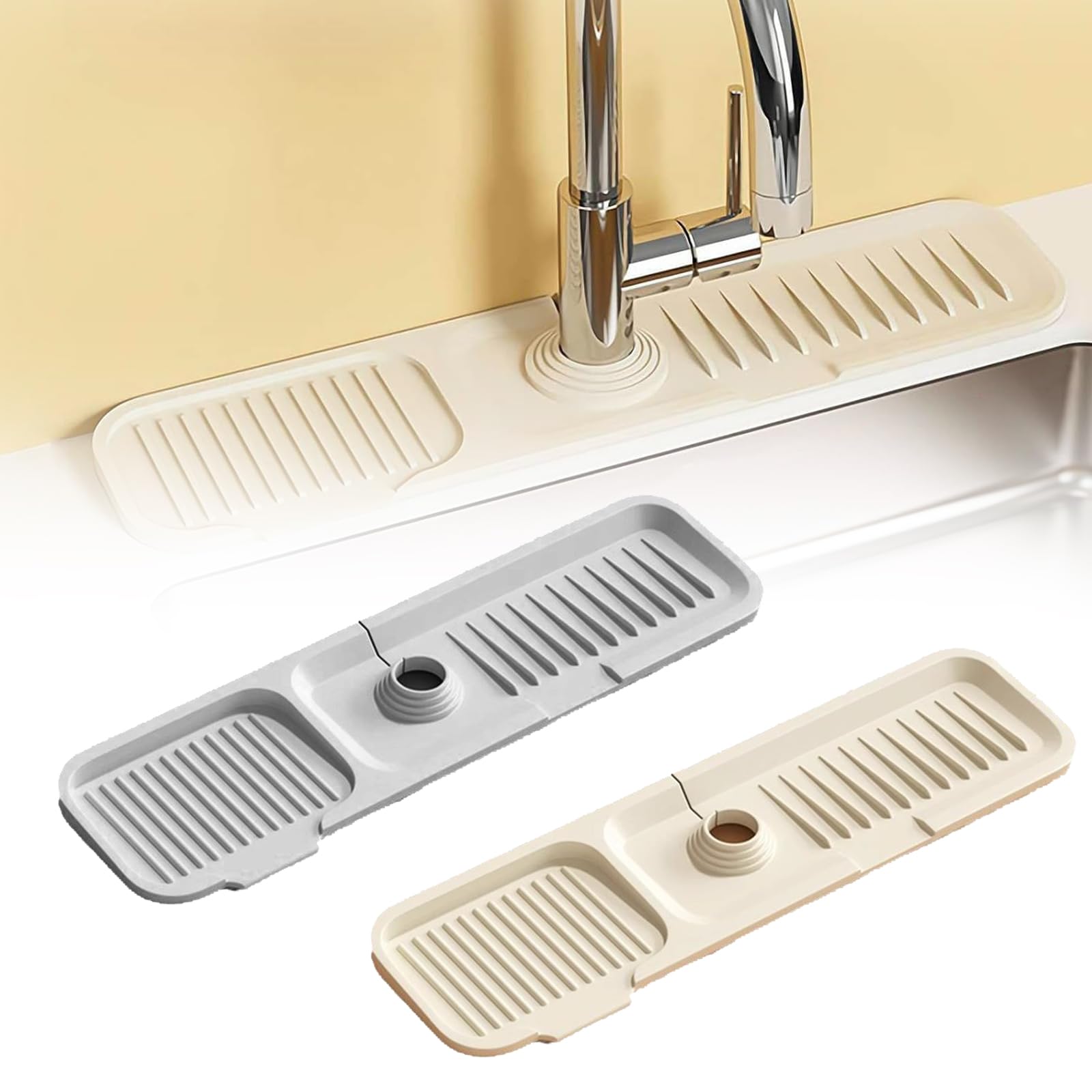 ChAusa 2 Pack Kitchen Sink Splash Guard, Faucet Mat Kitchen Sink Faucet Splash, Splash Guard, Catcher Water Absorbent Silicone Faucet Mat for Kitchen and Bathroom Countertops