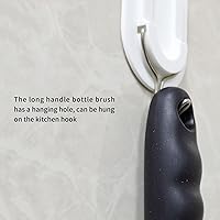 Vista 4 de Cepillo de botella de 15 pulgadas de largo, cepillo limpiador de botellas de acero inoxidable con cerdas blancas, cepillo de limpieza de botellas