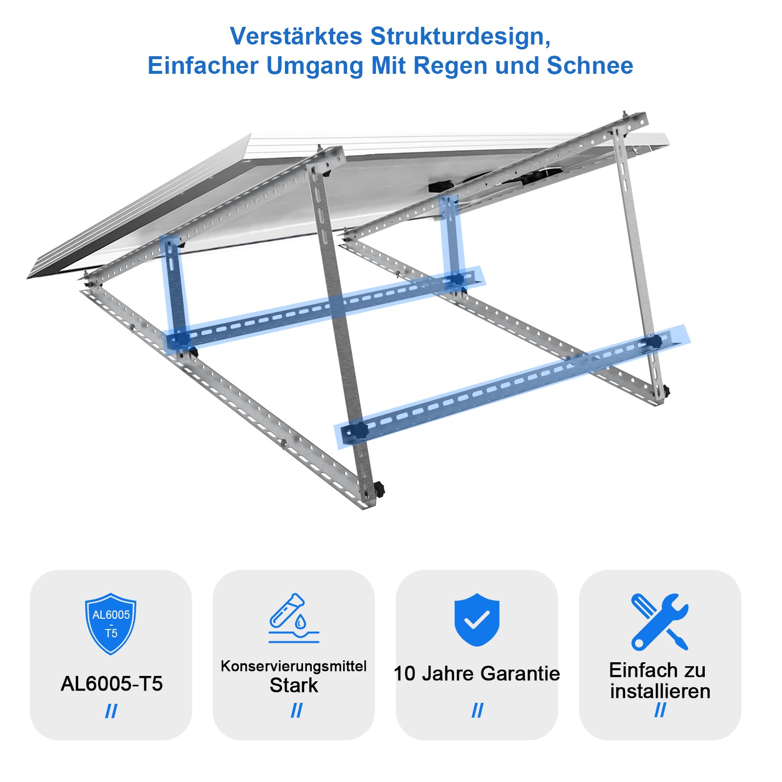 Support de panneau solaire pour centrale électrique de balcon de 200 à 500 W - Angle réglable de 0 à 90 ° - Support pour panneau solaire - Support de panneau solaire réglable de 118 cm