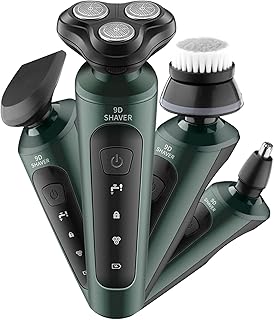 Mens Electric Shaver Washable Razor Multifunctional Beard Trimmer Rotary Shaver Cordless Sideburn Trimmer Nose Trimmer Facial Cleasing Brush Wet Dry Shaver Waterproof USB Rechargeable 4 in 1 (4 in 1)