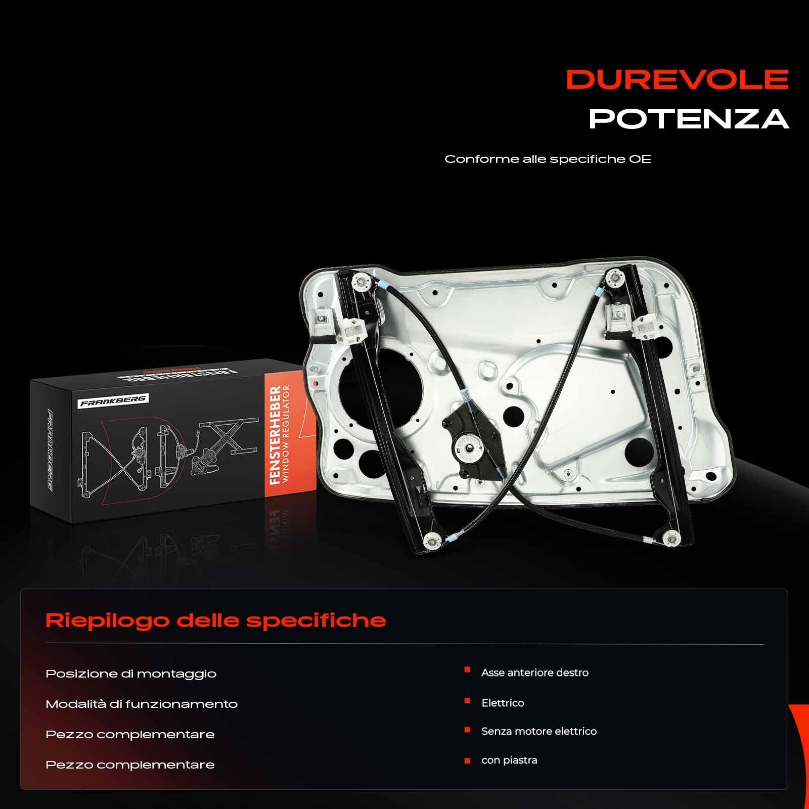 Frankberg Alzacristallo elettrico senza motore anteriore destro 4/5 porte