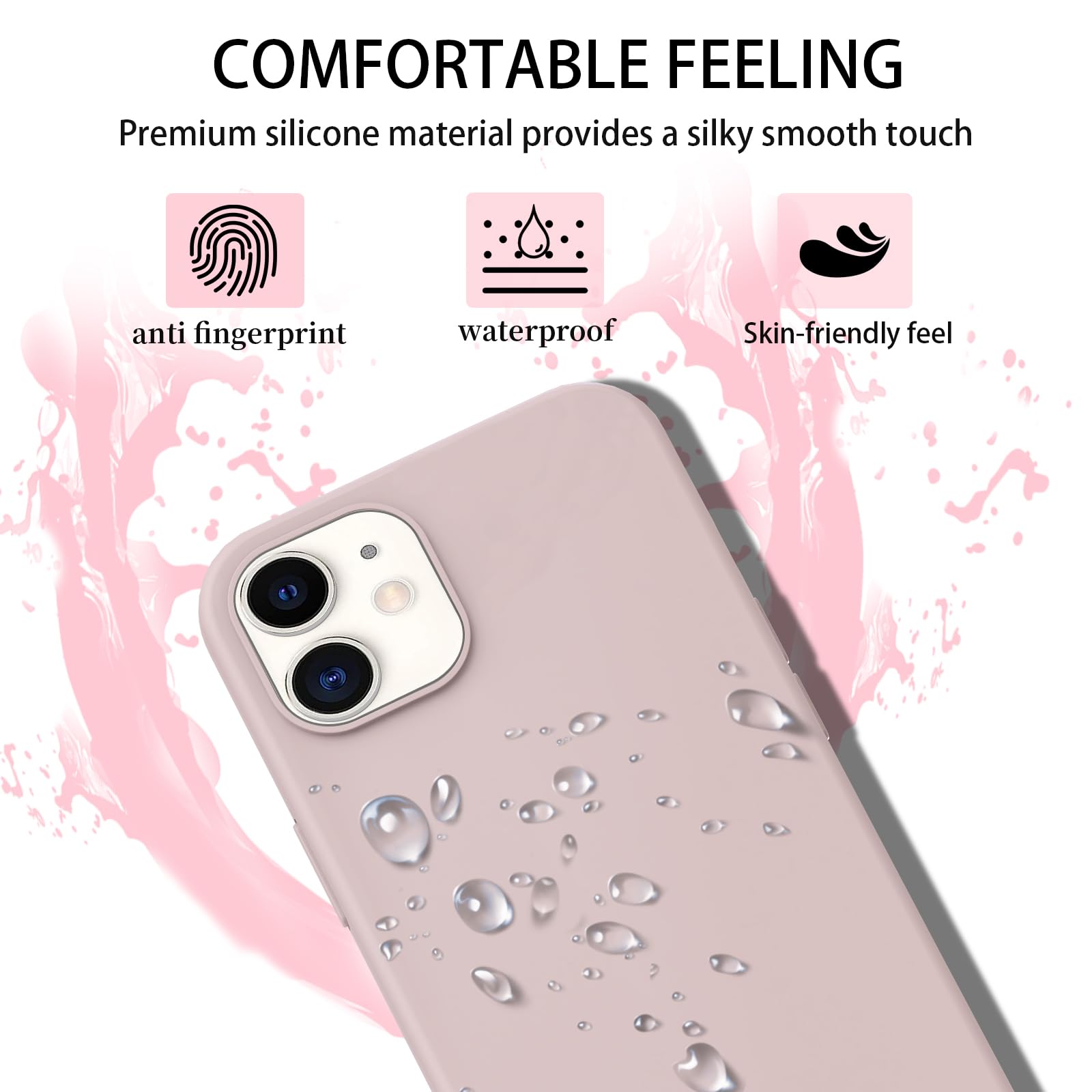 AOMYKE Cover per iPhone 11 con Cordino, Custodia con Laccio Collana Tracolla Collo Liquido Silicone Antiurto TPU Antiurto AntiGraffio Case - Rosa