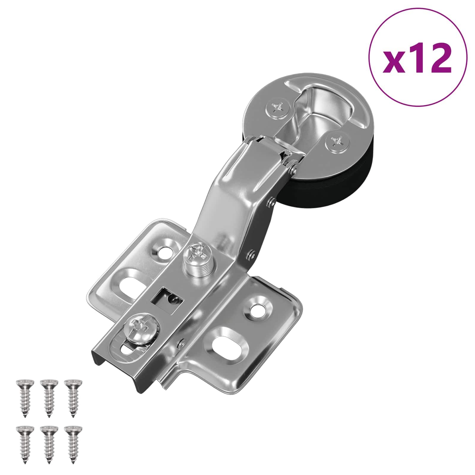 12 cerniere per mobili, 35 mm, argento, in ferro, cerniera idraulica con ammortizzazione Soft-Close, per ante di armadi