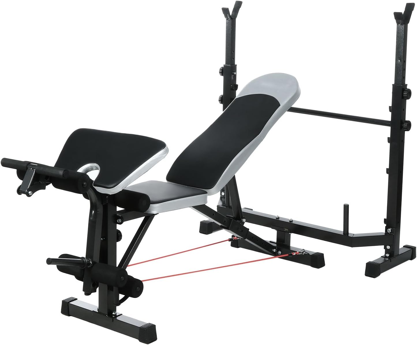 Olympic Weight Bench with Preacher Curl, Leg Developer, Multi-Functional Weight Bench Set for Indoor Exercise (Black-1)