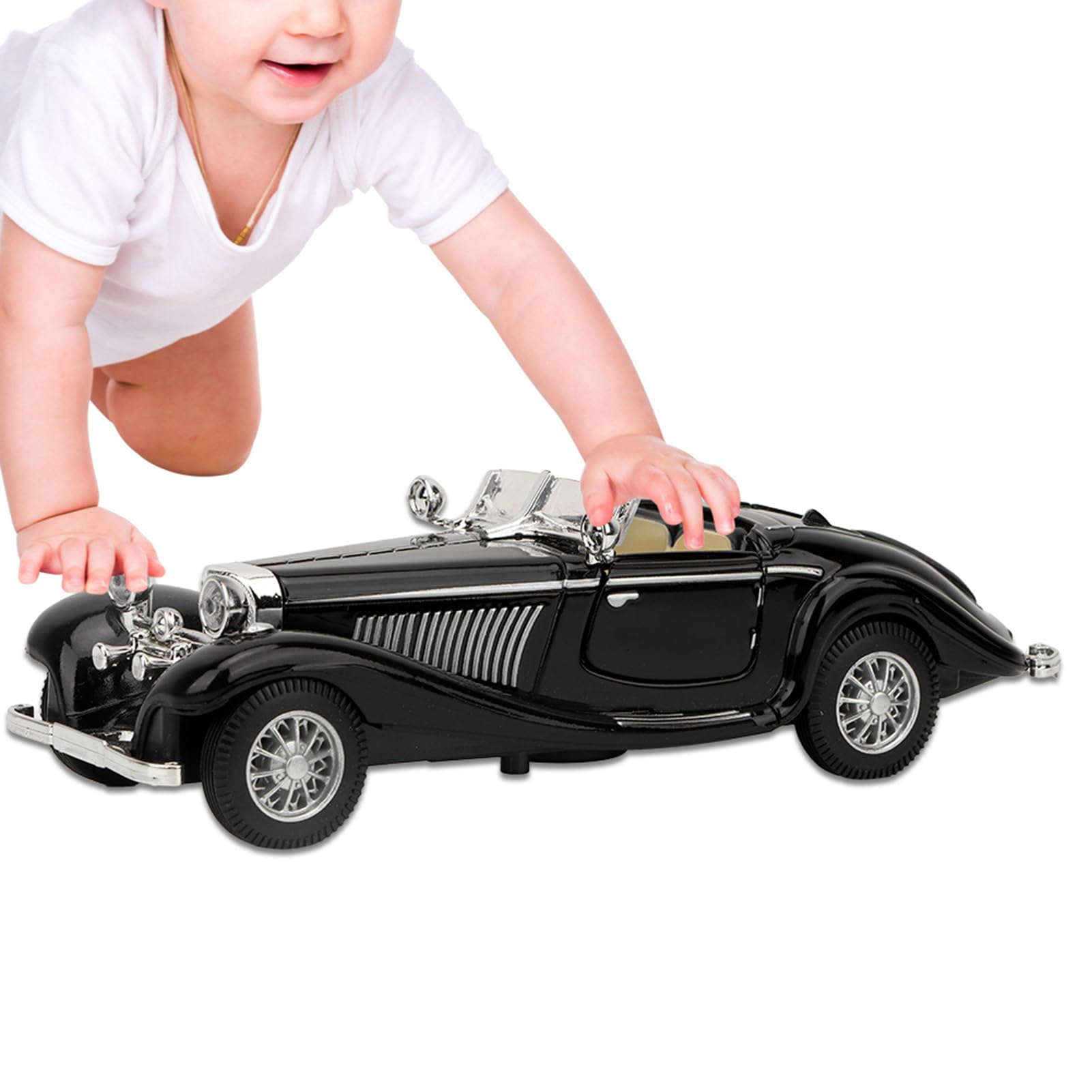 Vintage Child Kid Alloy Car Model Highly Simulation Pull Back Car Toy for Recognizing Colors Christmas and New Year, 6.5x2.4x1.8in Red (Black)
