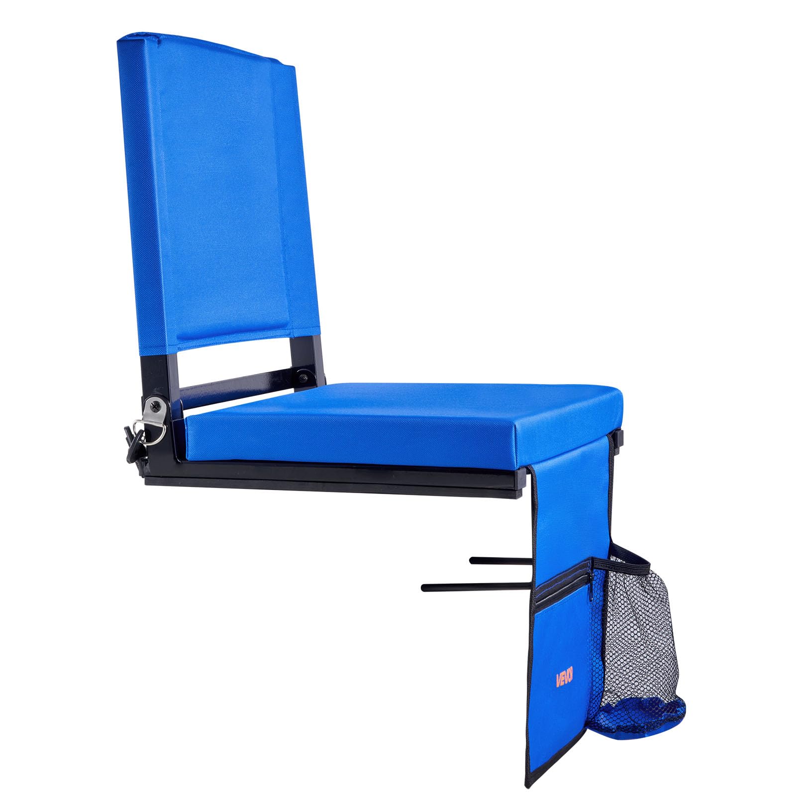 VEVOR Siège de stade pliable, 2 pcs, chaise de gradin avec dossier et coussin épais, chaise de stade rembourré avec bandoulière, crochets, porte-gobelet et poche latérale, pour événement sportif, bleu