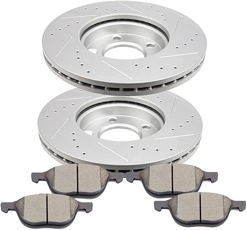 Miniatura 728 de Kits de frenos y rotores, rotores de freno SCITOO y 8 pastillas de cerámica para 08-12 para Chrysler Town & Country, 08-12 para Dodge Grand Caravan