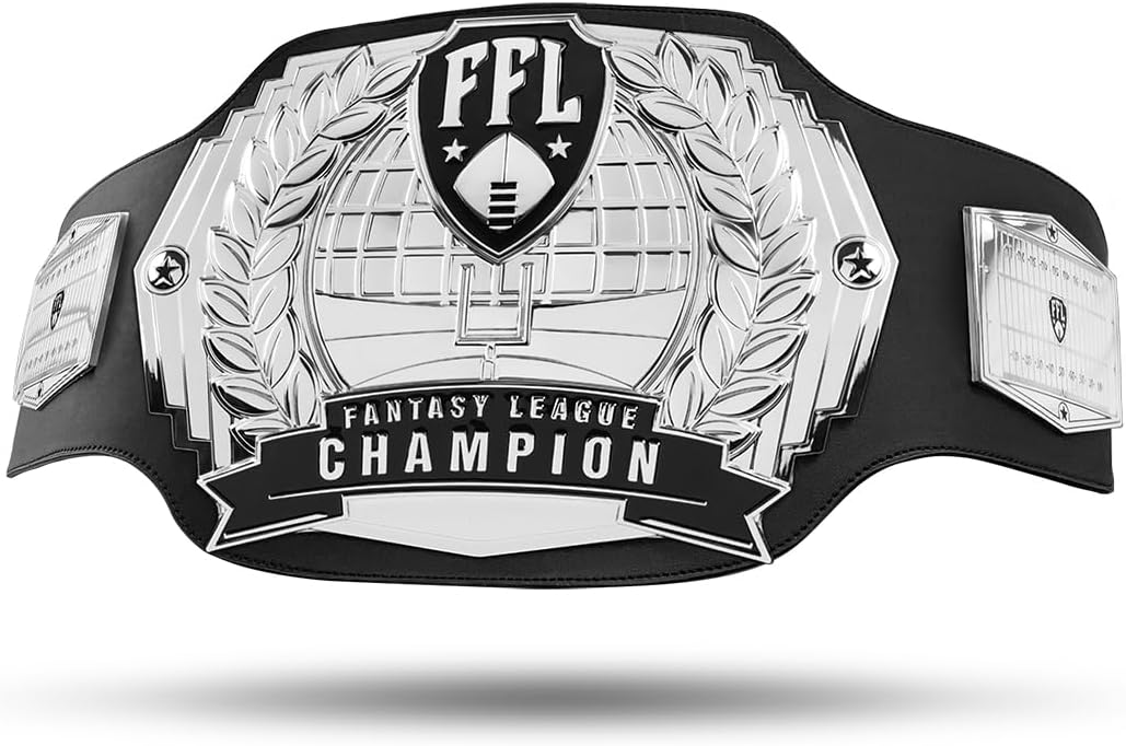 TrophySmack Fantasy Football Championship Belt – 12-Year Perpetual Championship Belt Engravings Optional (Gold or Silver)