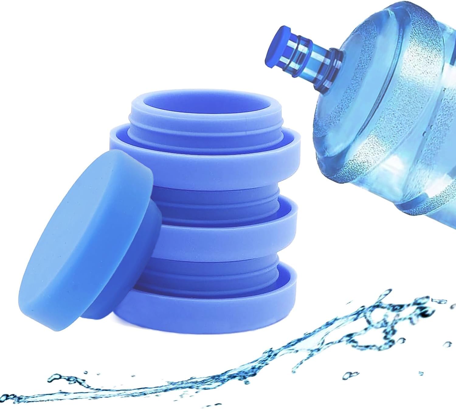 5 Gallon Water Jug Caps Reusable, Fit 55mm bottle openings, Anti-Splash, No-Spill, Leak Proof and Air Tight, 4 Pack