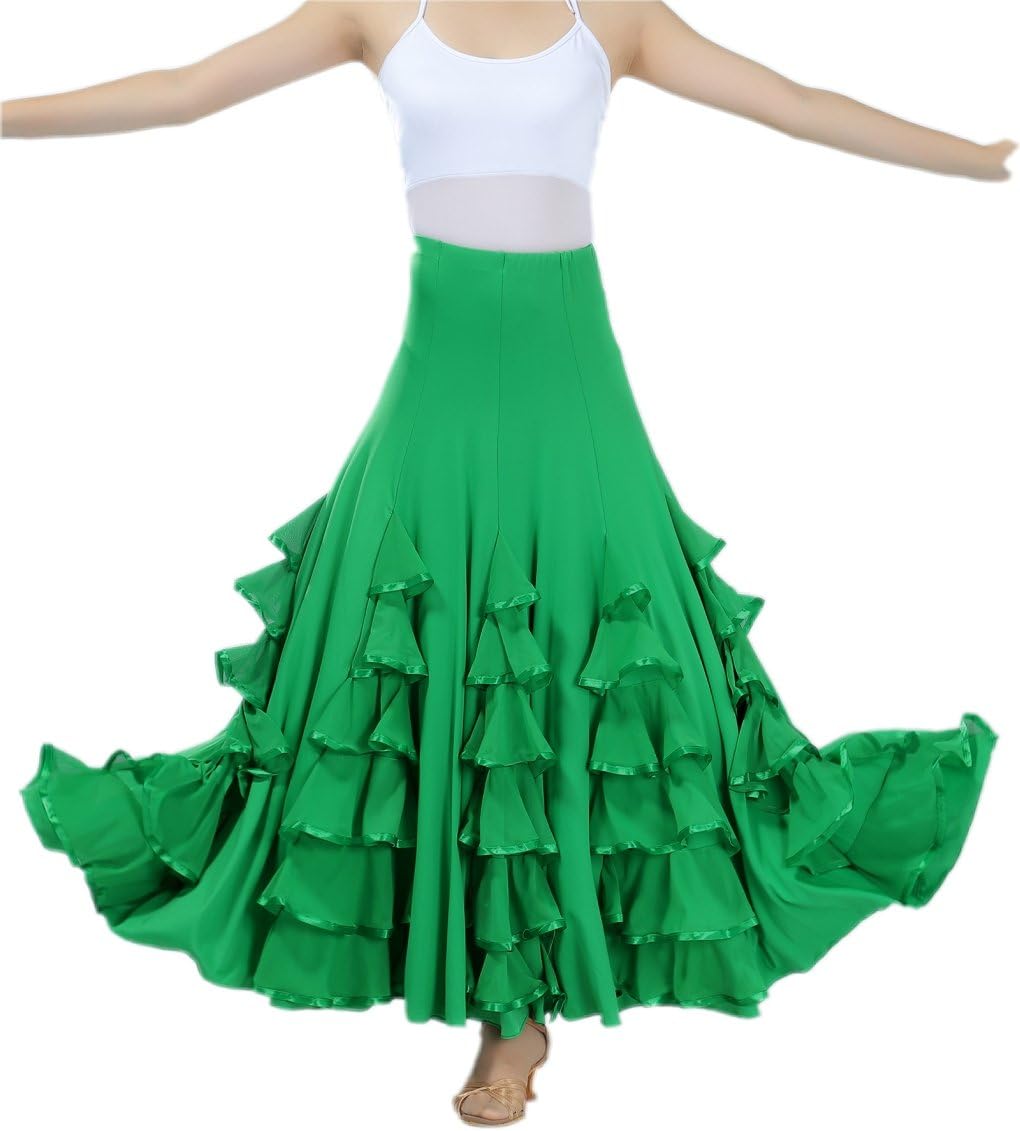 CISMARK® Elegant Milk Silk Ballroom Waltz Dancing Long Swing Skirt One Size - Image 2