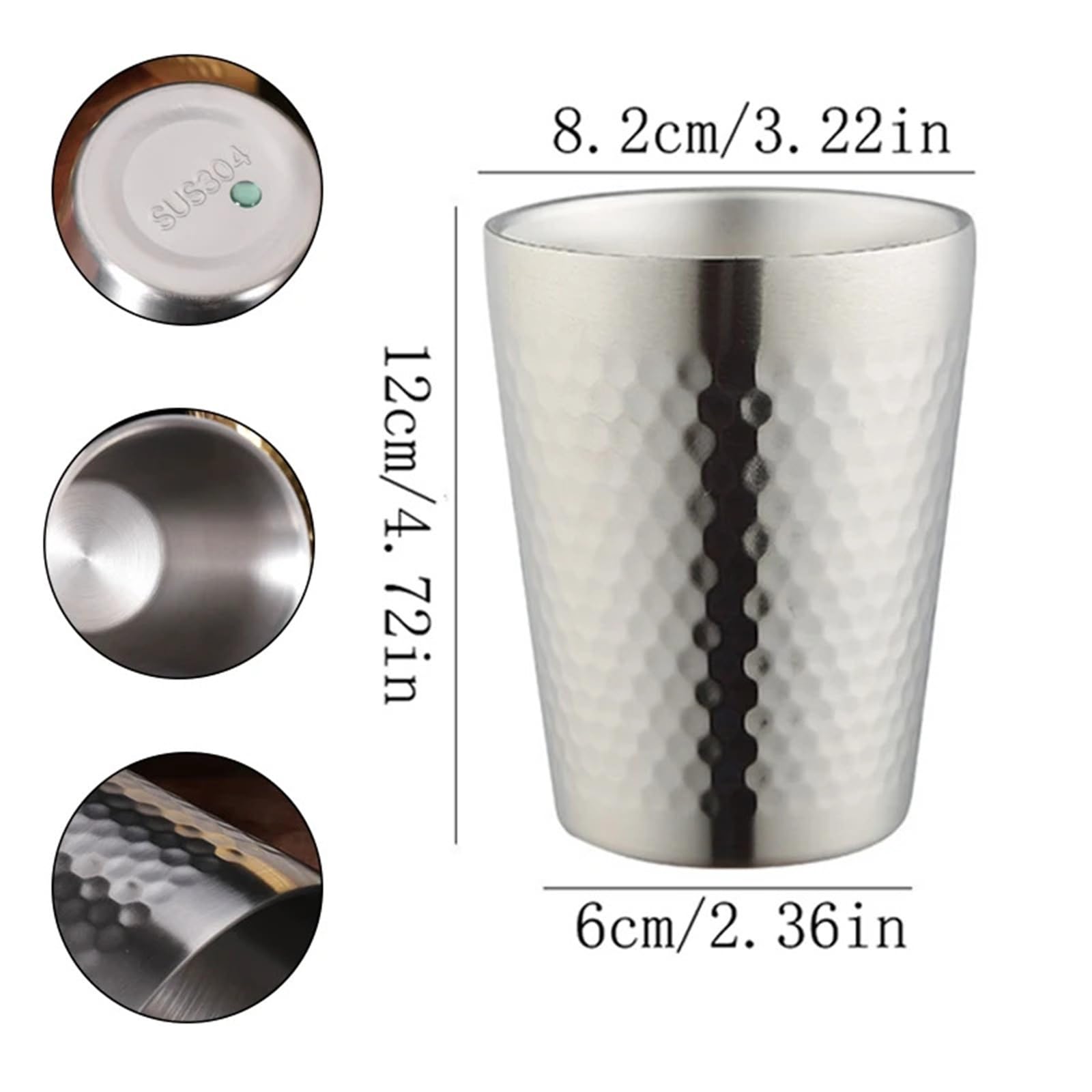 Taza de Acero Inoxidable 304 con patrón Nido Doble Pared