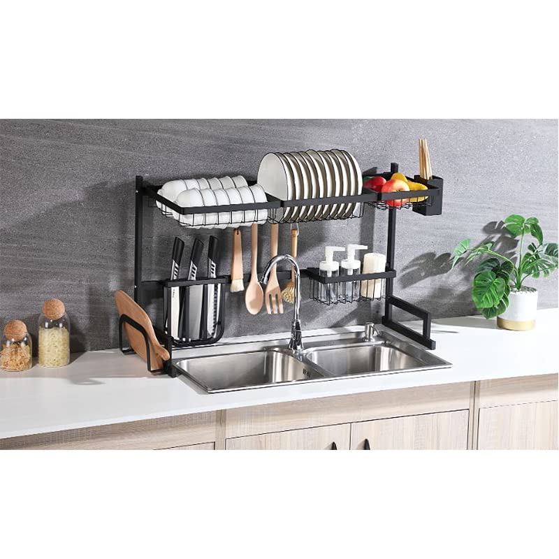 HUOLE Escurridor de Platos de Acero Inoxidable para Platos, Cuencos, Tazas para Estante de Cocina, Desmontable, 2 Niveles (85x32x52cm)
