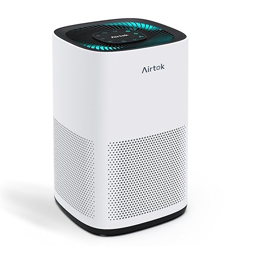 AIRTOK Air Purifiers for Home Pets in Bedroom, Covers Up to 1190 Sq Ft. H13 HEPA Air Cleaners With Sleep Mode 3 Fan Speed, Removes 99.97% of Particles, Pets Dander Hair Smoke and Dust, Ultra-Quiet - Beige
