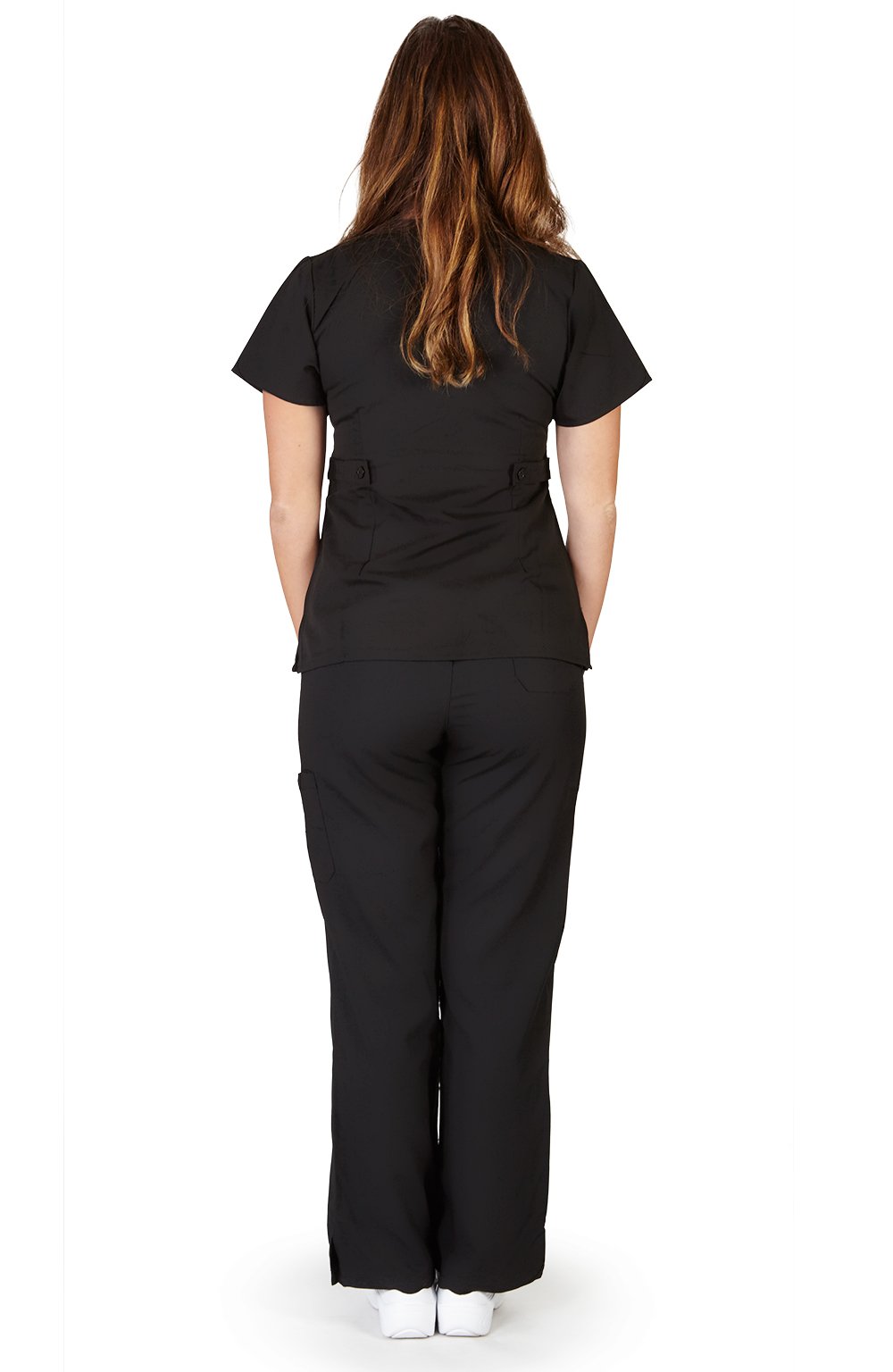 Ultra Soft Brand Scrubs - Premium Womens Junior Fit 3 Pocket Mock Wrap Scrub Set, Black 37906-Small
