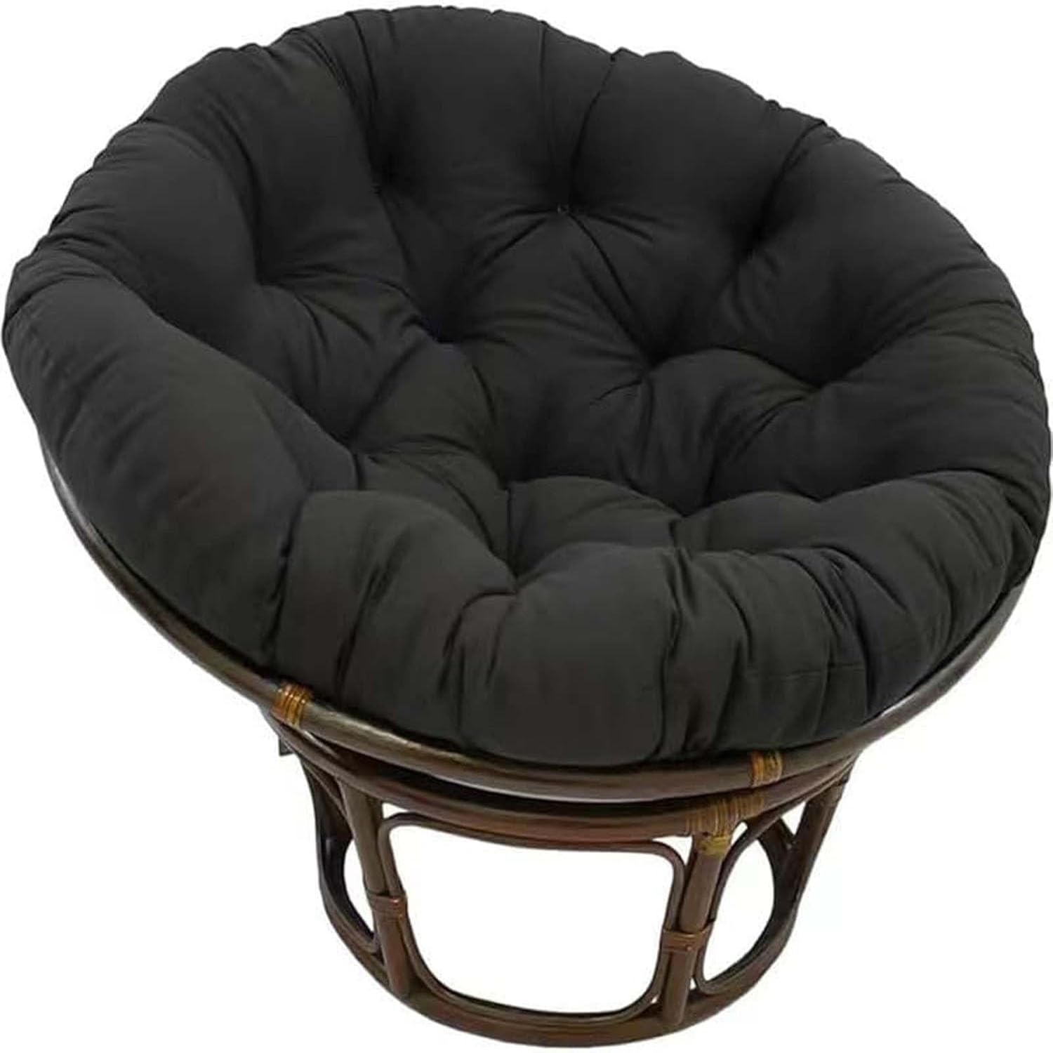 Round Seat Cushion, Hanging Chair Cushion, Papasan Outdoor Chair Cushion, Comfortable Chair Cushion Removable Seat Cushion for Garden Patio (Black, 70 x 70 cm)