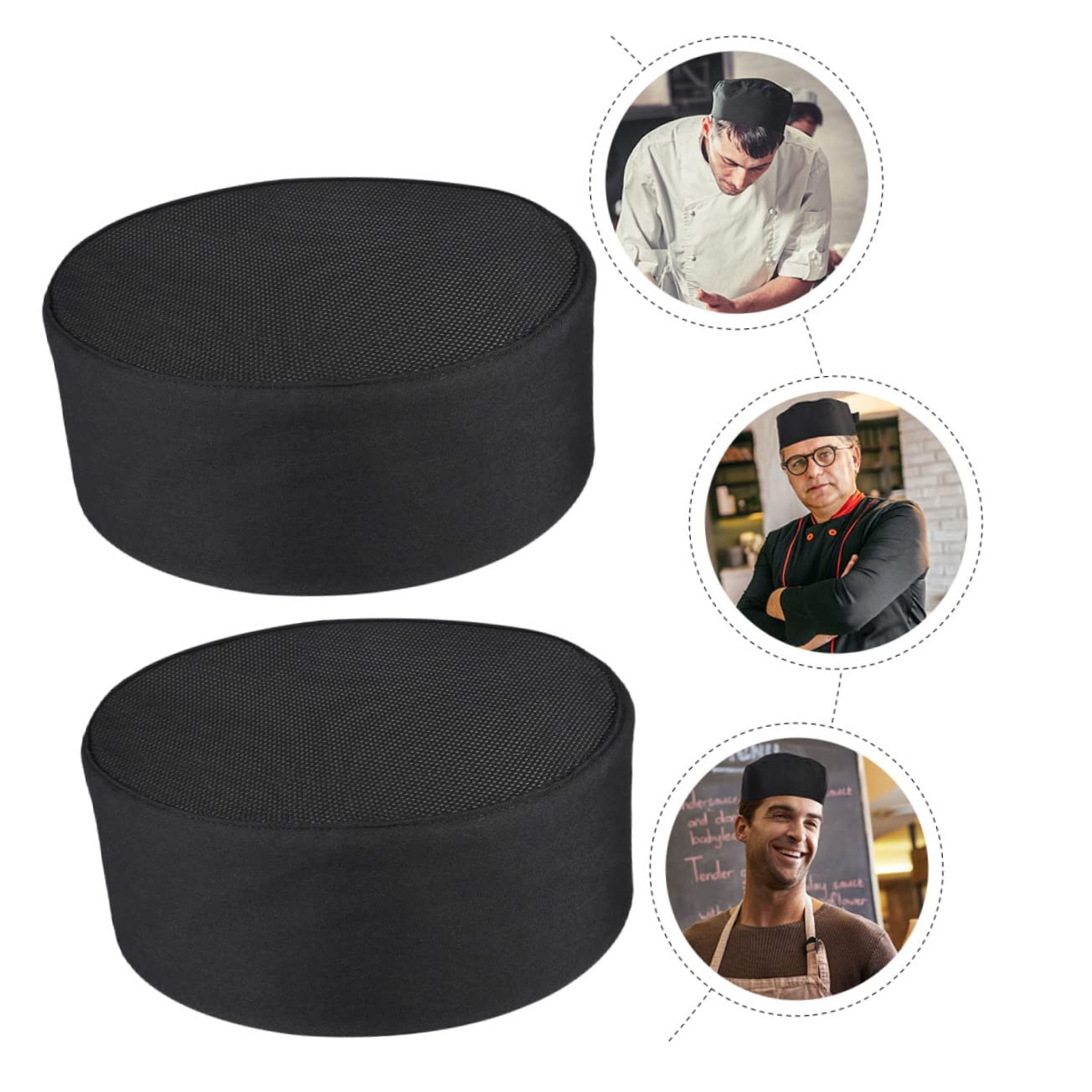 COLLBATH Sombrero De Cocinero Gorra De Cocinero De Algodón Gorra De Chef De Cocina Gorras Negras Gorra Sombreros para Hombres Gorro De Unisex Paño Black