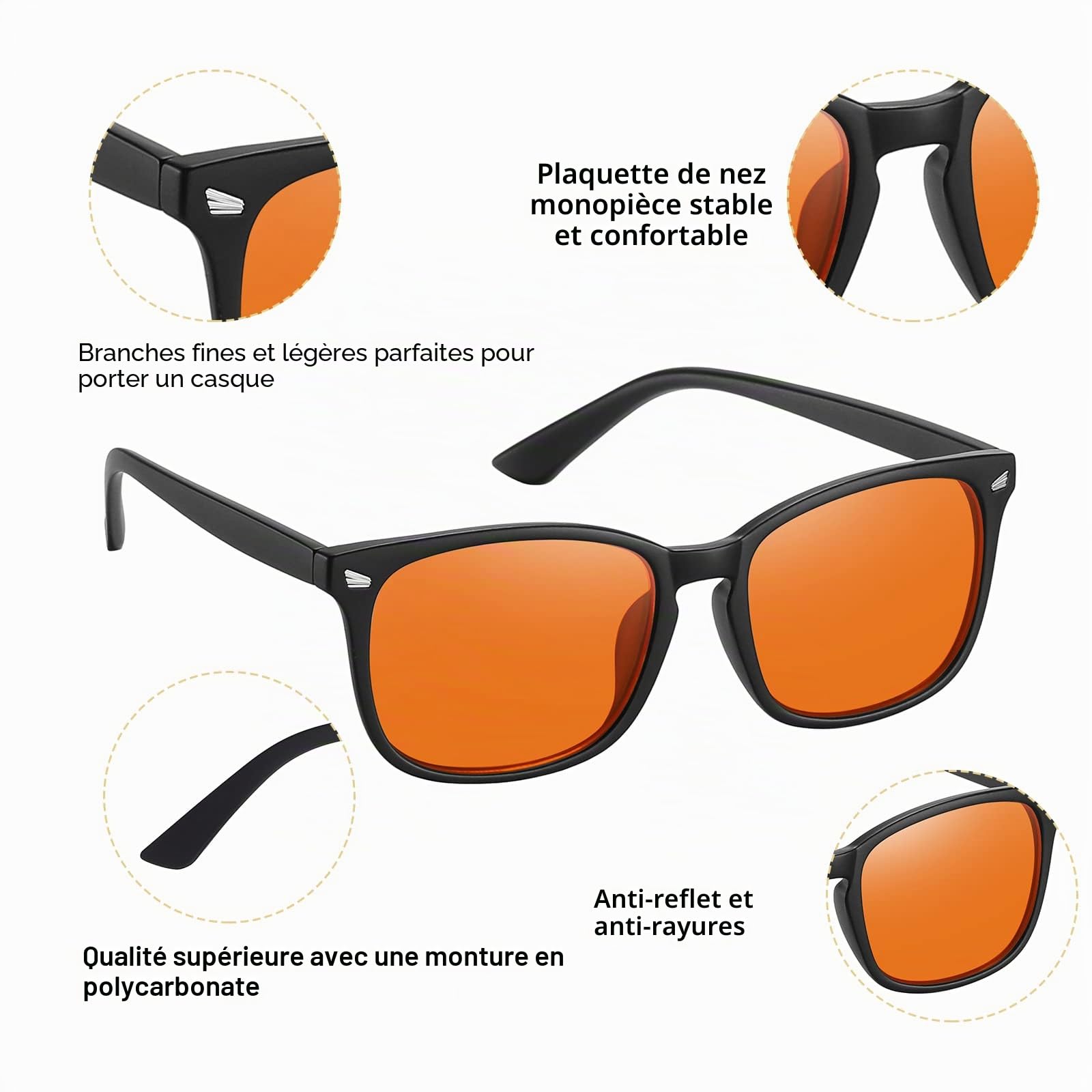 Okany Lunettes Anti Lumière Bleue – Ambre Jour & Rouge Nuit, Double Lentille, Bloque 99% Lumière Bleue, Confort Visuel & Réduit Fatigue Oculaire, PC & Smartphone Homme & Femme