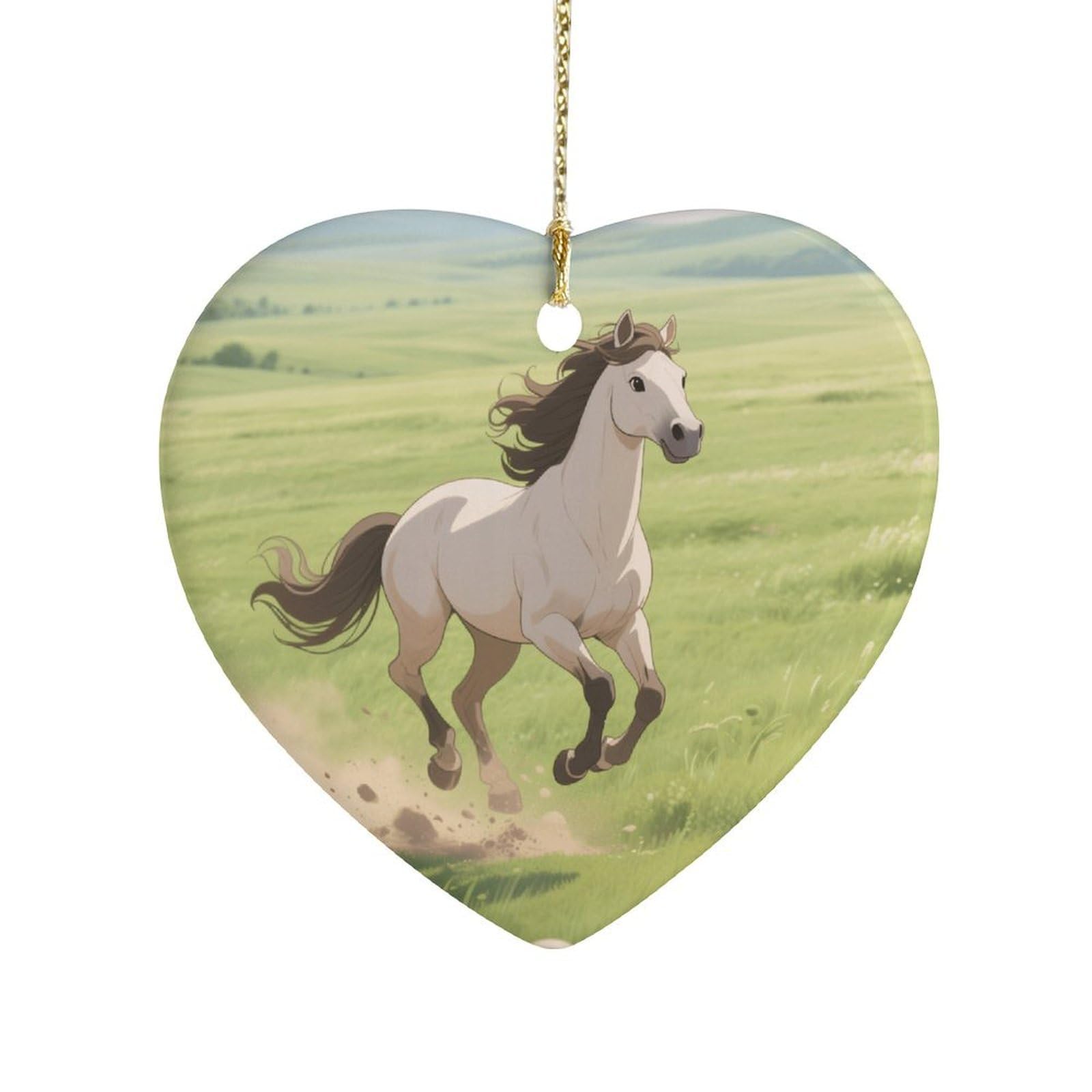 Fekiloot Style Horse On The Grassland Ceramic Ornament Home Decor Keepsake