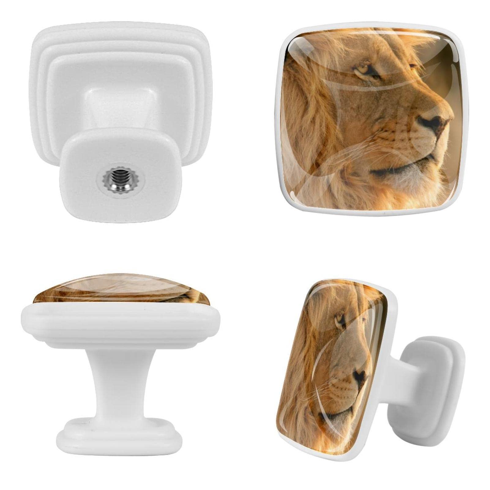Boutons de tiroir en verre lion pour remplacer facilement des poignées usées, lot 12x