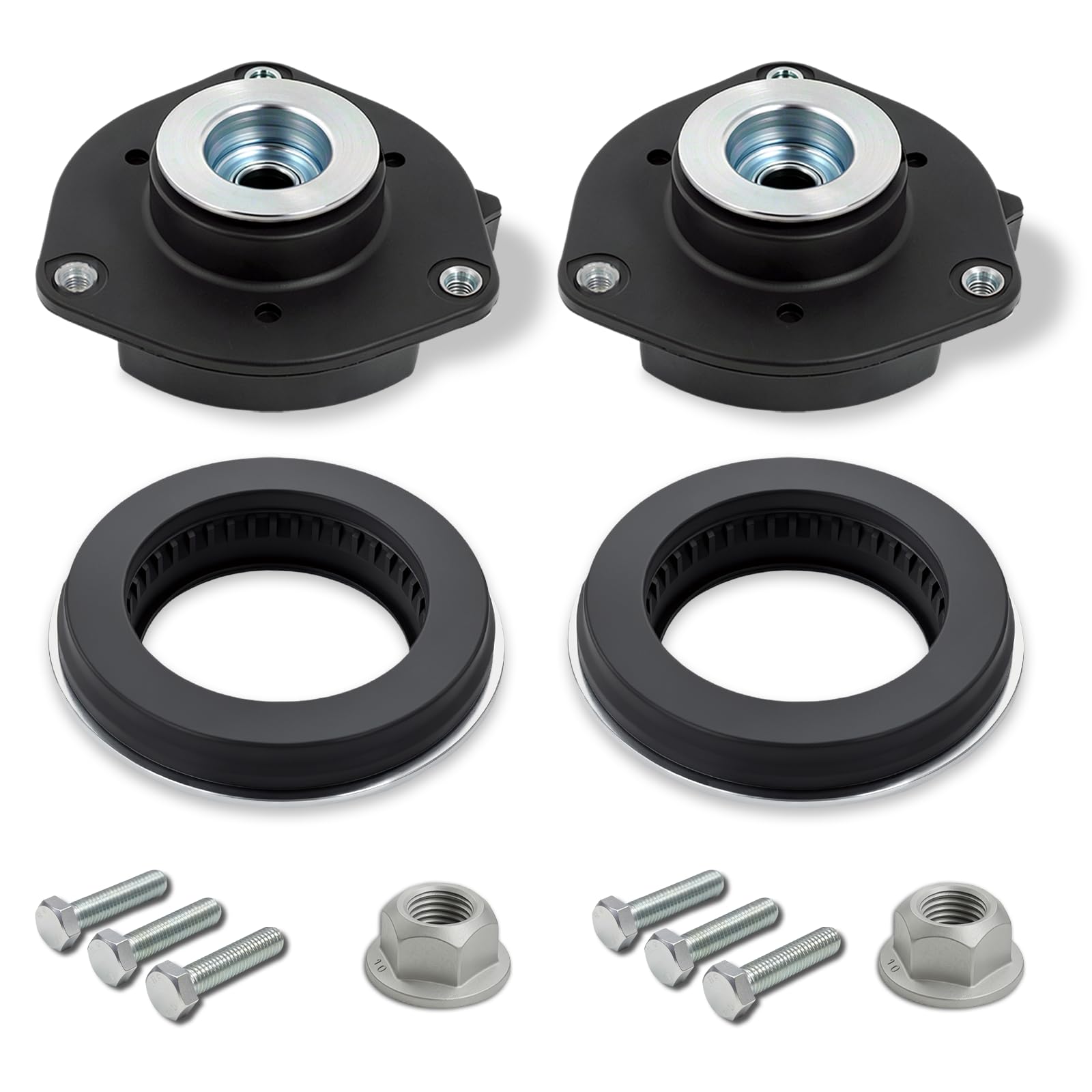 Kit copelas eje delantero para VW Golf Passat Touran, 4 piezas | Kit robusto de soporte de amortiguador de goma y metal. Para VW Golf 5/6, Tiguan y Caddy. Eje delantero duradero