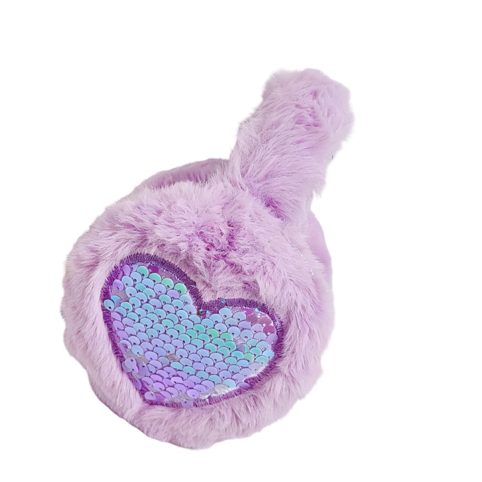 Qcbuegof Unisex Kids Purple Furry Heart Ear Warmers Snowboard Fleece Muffs Thermal Insulated Outdoor Kids Warmer For Girls And Kids, 折りたたみ式
